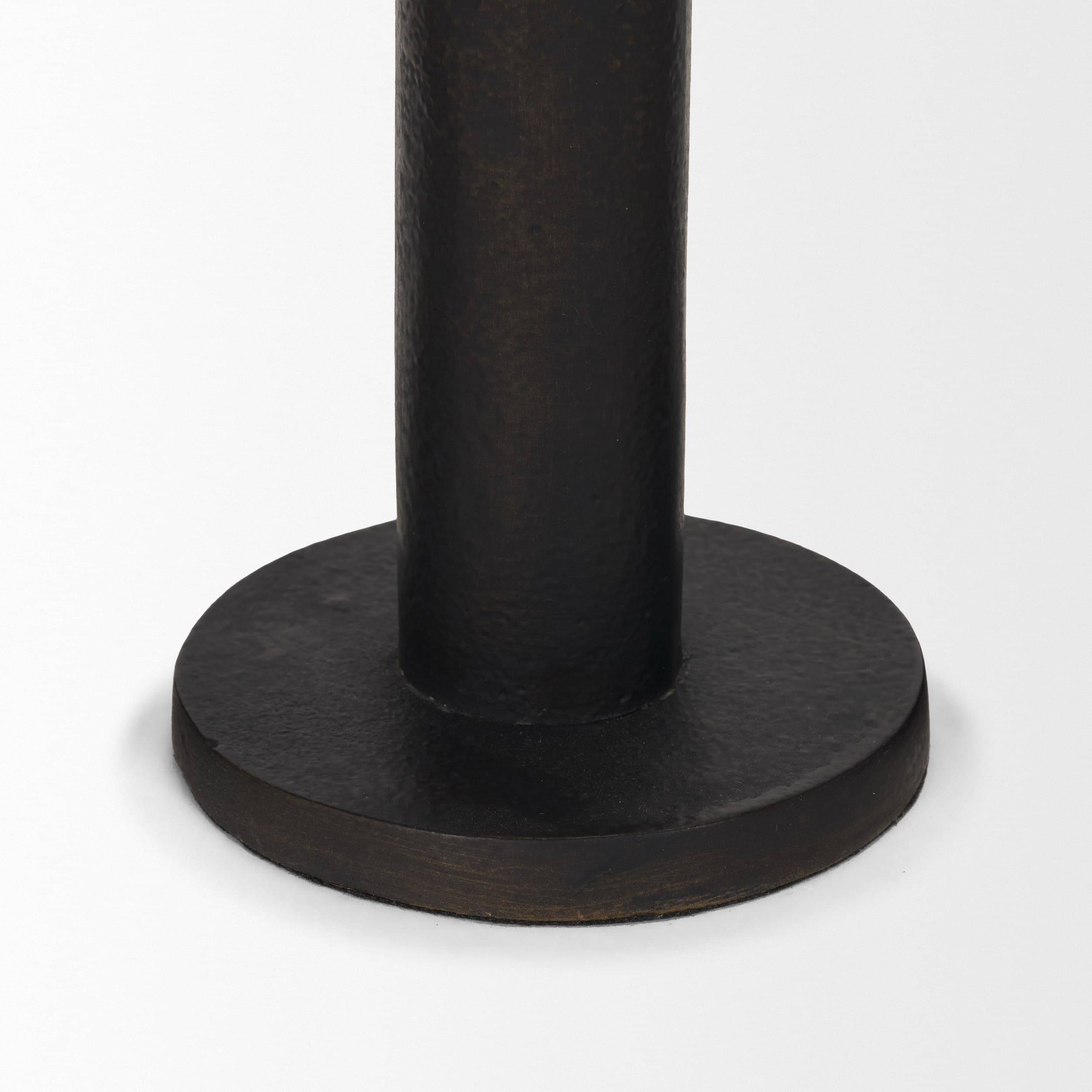 Declan Textured Matte Black Cast Metal Taper Candle Holder — product photograph