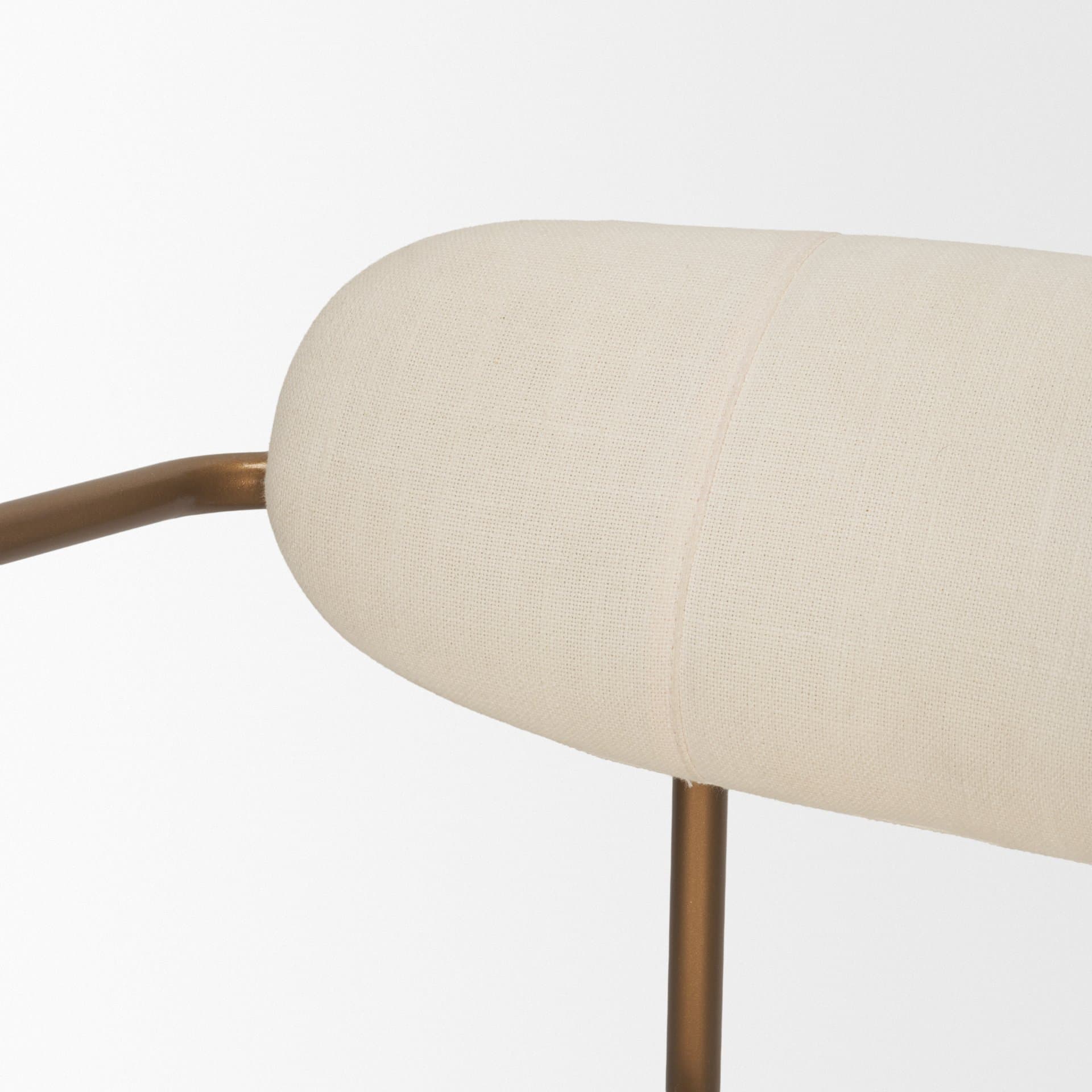 Parker Curved Back Dining Arm Chair | Cream Fabric w/ Gold Metal — product photograph