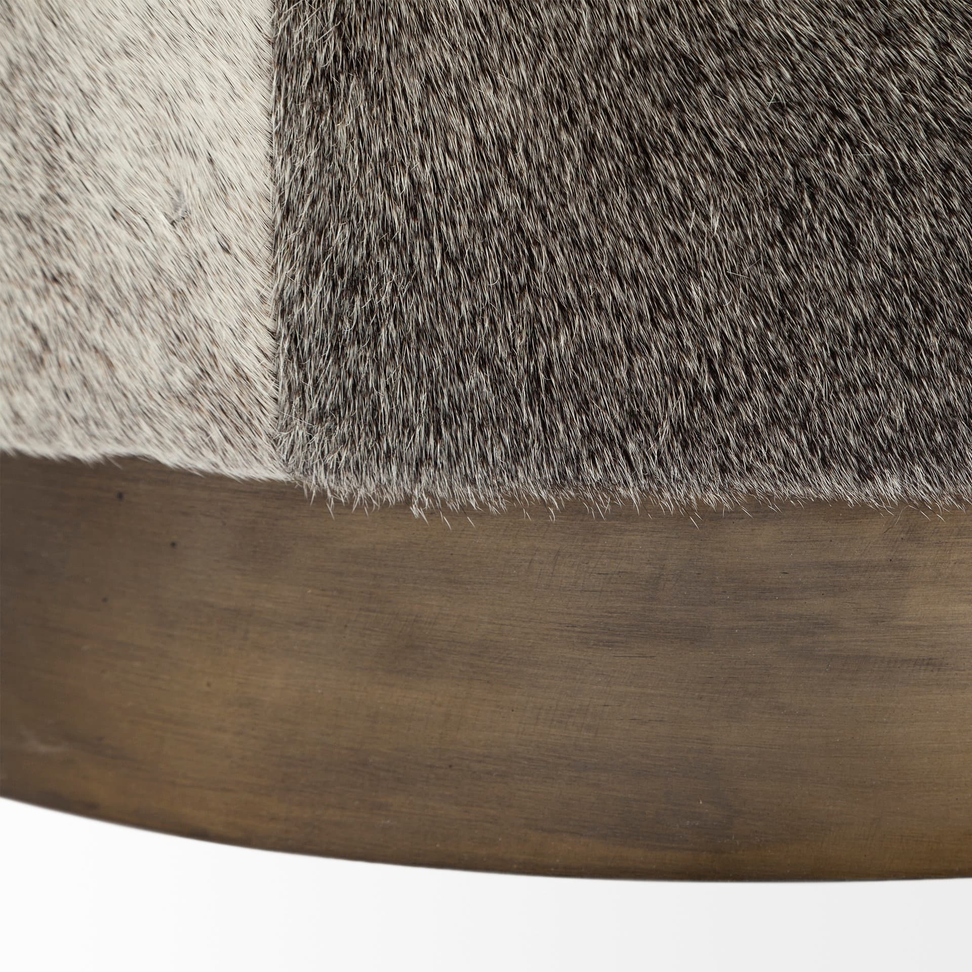 Zahavi I 23"H grey-toned hair-on-hide ottoman — product photograph