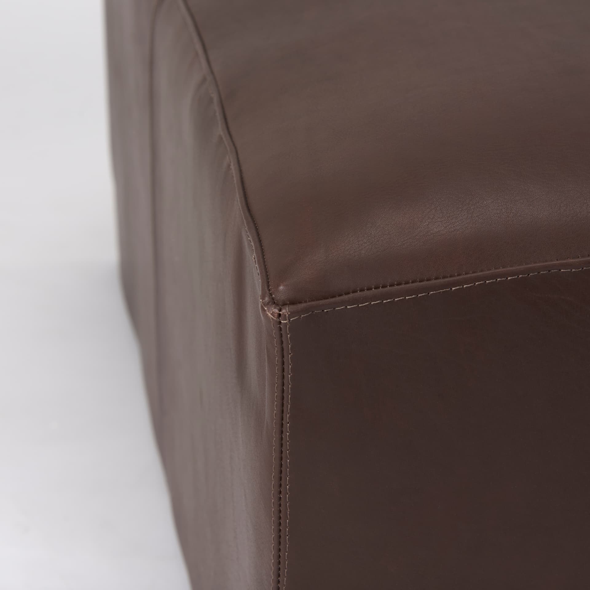 Minara 36L x 36W x 16H Square Dark Brown Leather Wrapped Ottoman — product photograph