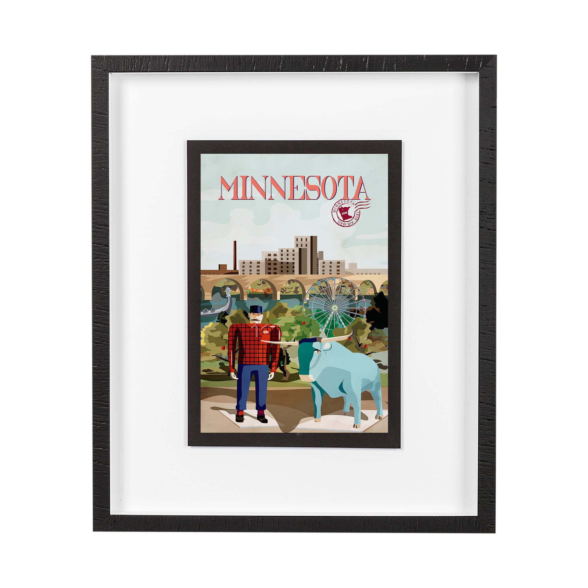 Minnesota Go USA (M) by Mercana Studio a Framed Art Print Matted under Glass — product photograph