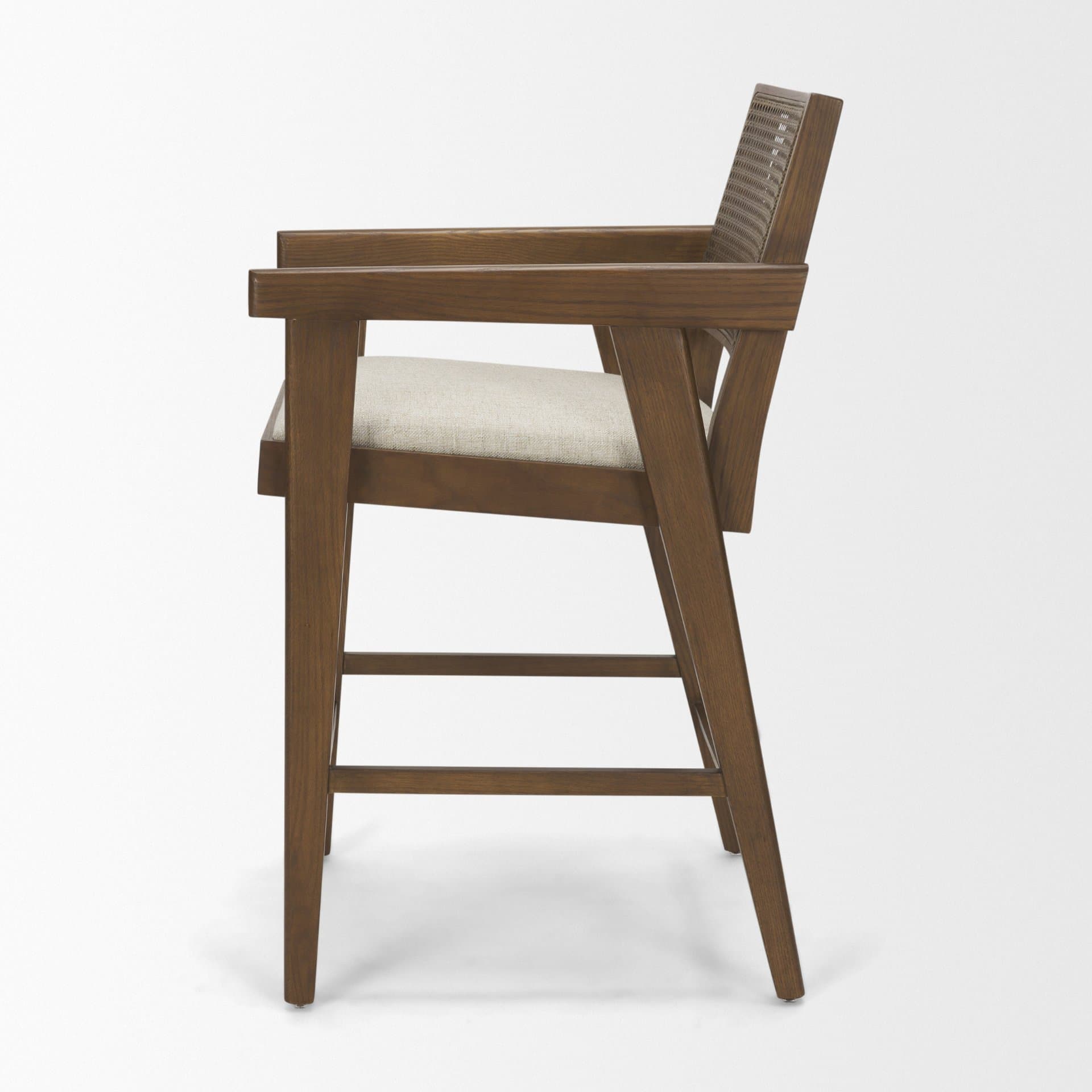 Reid Backless 38in Seat Counter Stool | Brown Wood w/ Cane Back — product photograph