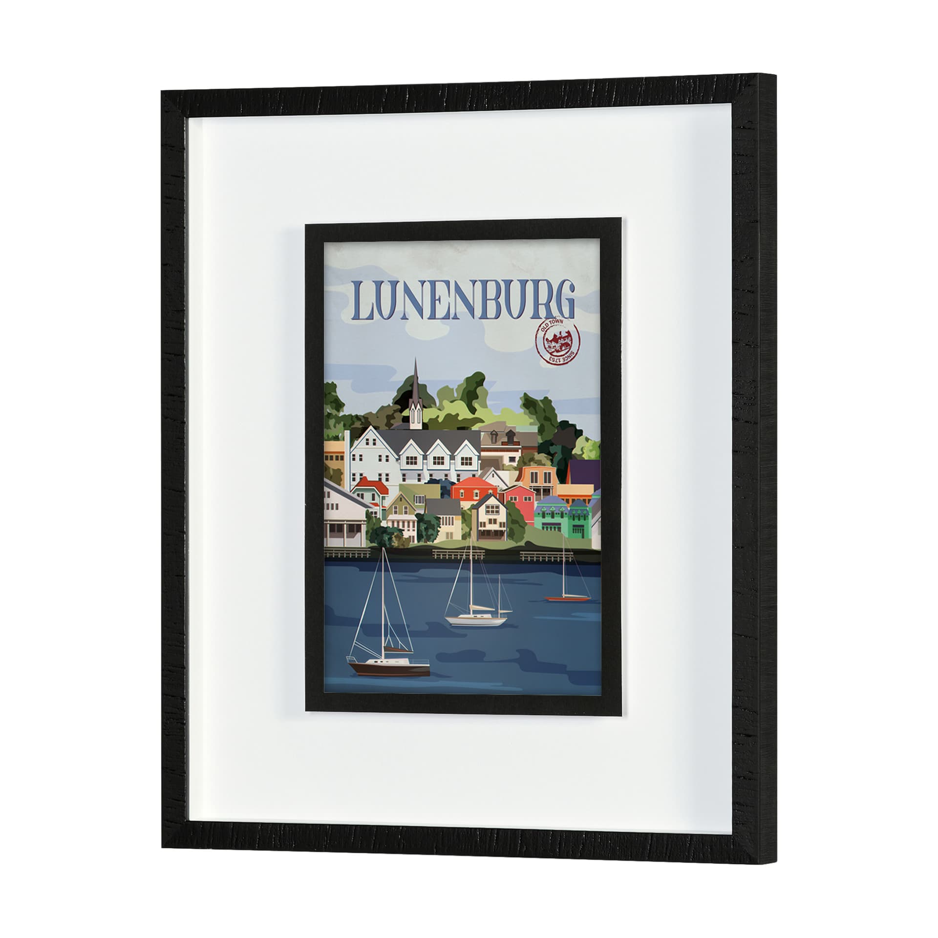 Lunenburg Go Canada (M) by Mercana Studio a Framed Art Print Matted under Glass — product photograph