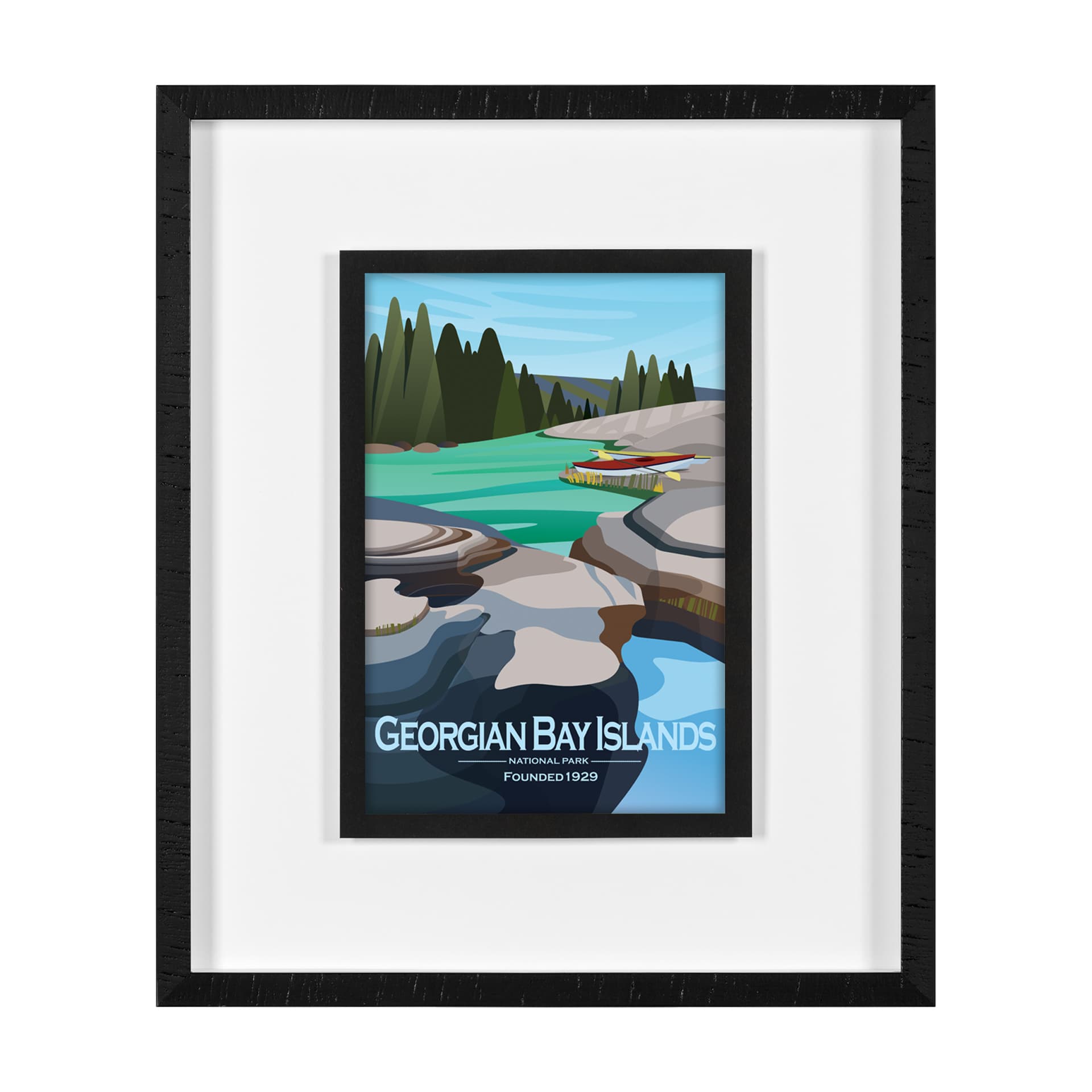 Georgian Bay Islands GO by Mercana Studio Framed Artwork Matted under Glass — product photograph