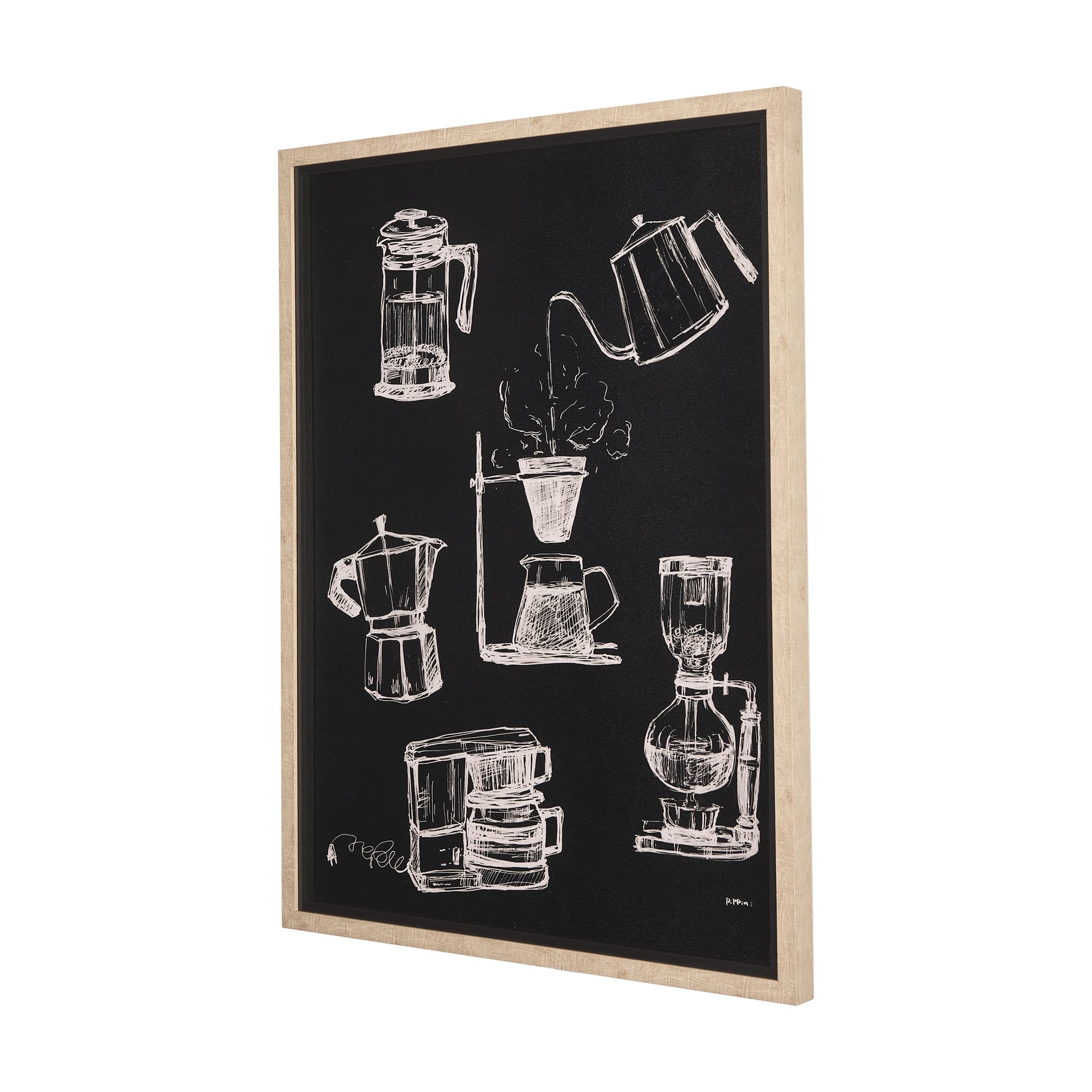 Coffee Maker Study by Mercana Studio a Hand Embellished Textured Framed Art Print Matted under Glass — product photograph