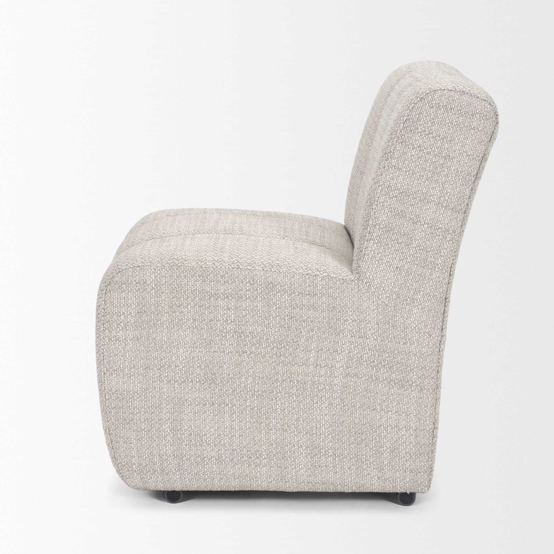 Wilkins Barrel Back Dining Arm Chair | Gray Fabric w/ Wood — product photograph