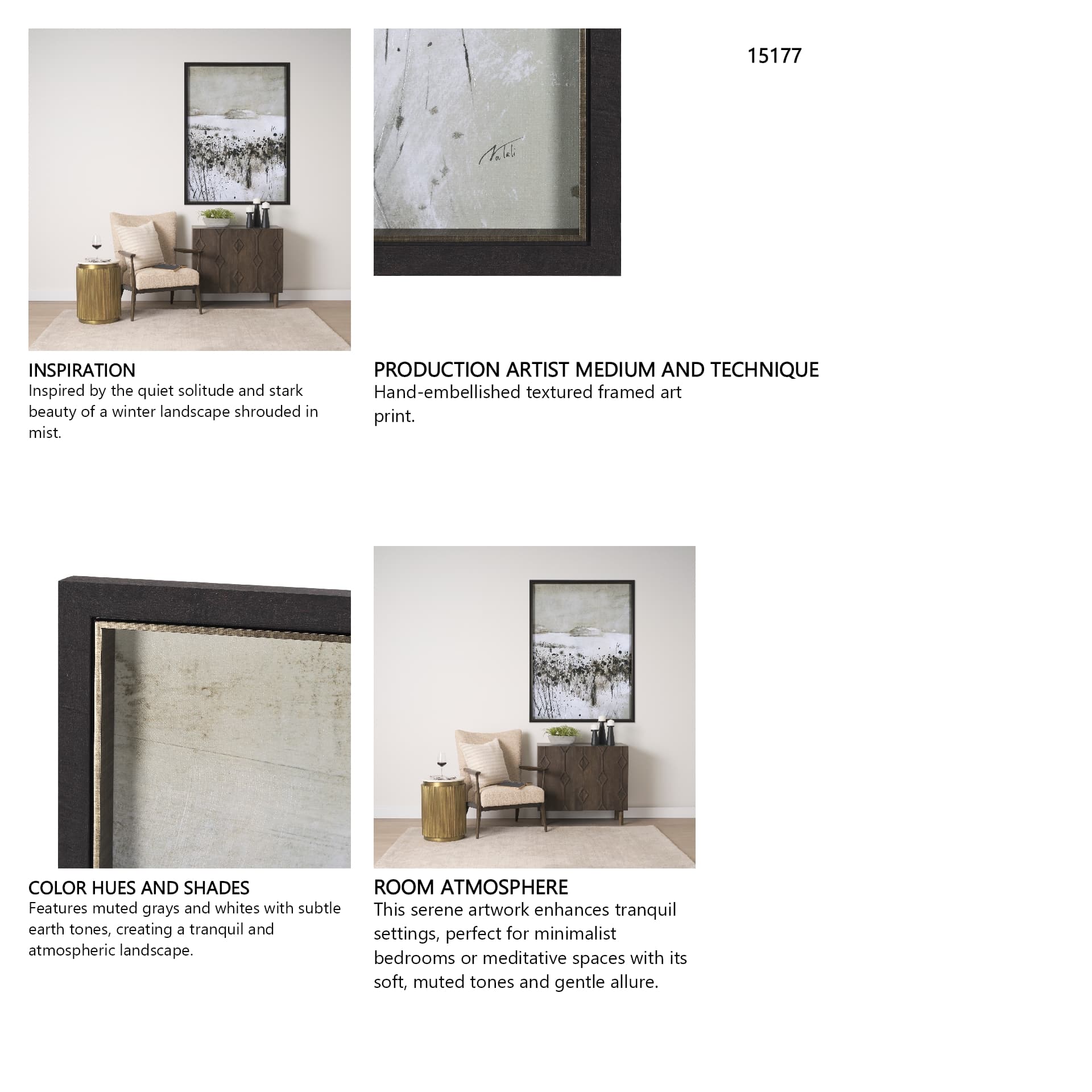 Winter Day I by Mercana Studio a Hand Embellished Textured Framed Art Print — in a styled room