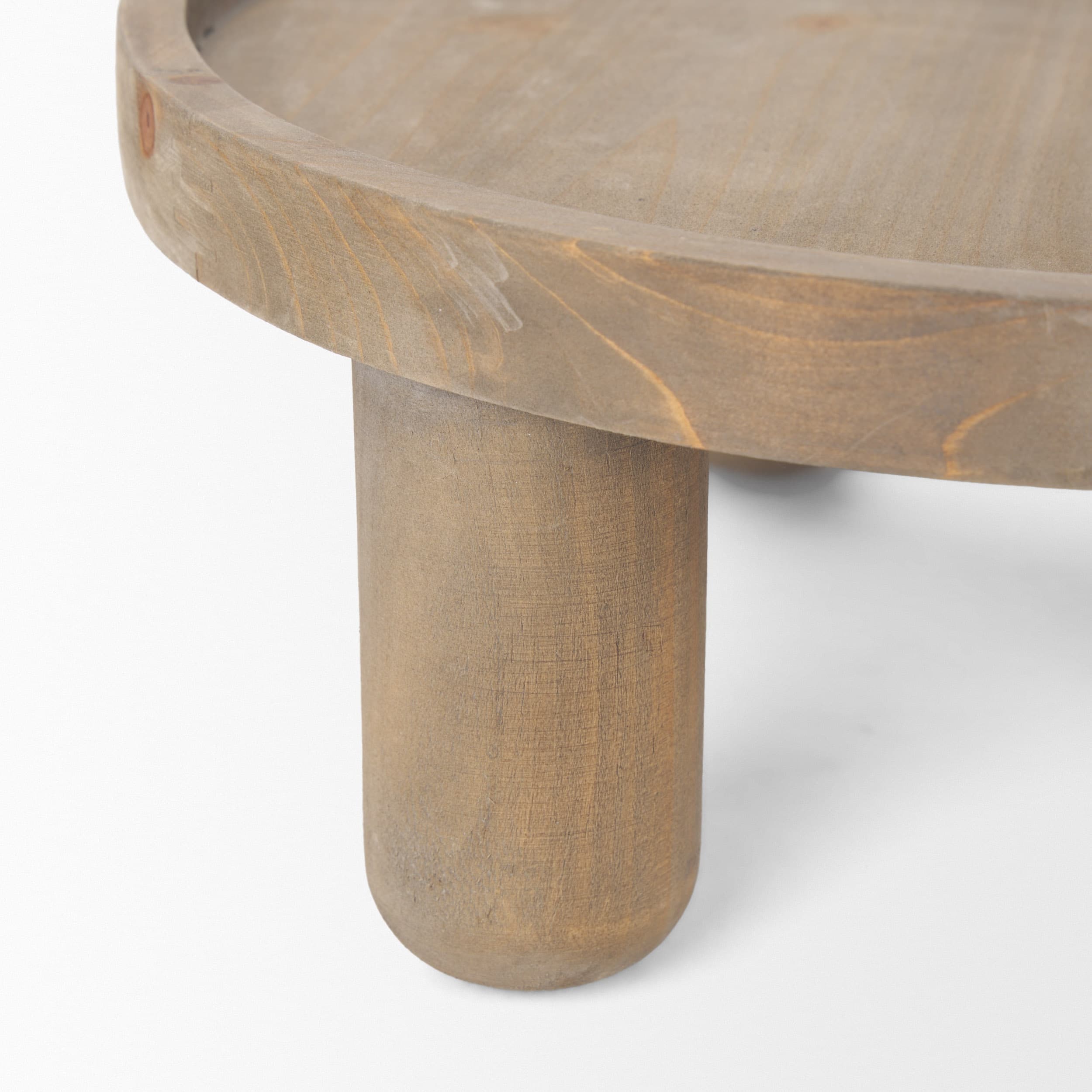 Virve Round Light Brown Wood w/ Gray Wash Wooden Trays — product photograph