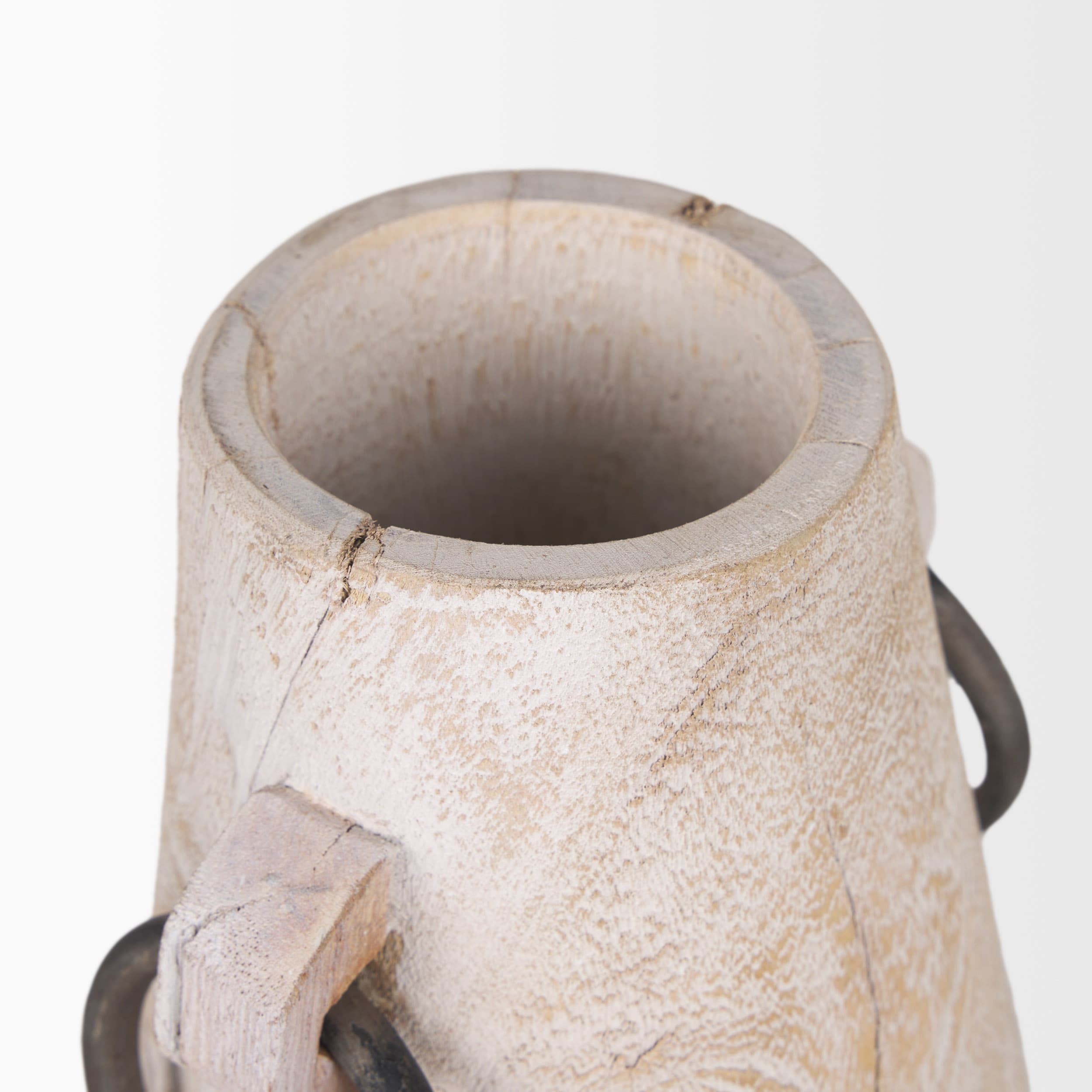 Monique Large Light Brown w/ Handles Wood Pot — product photograph