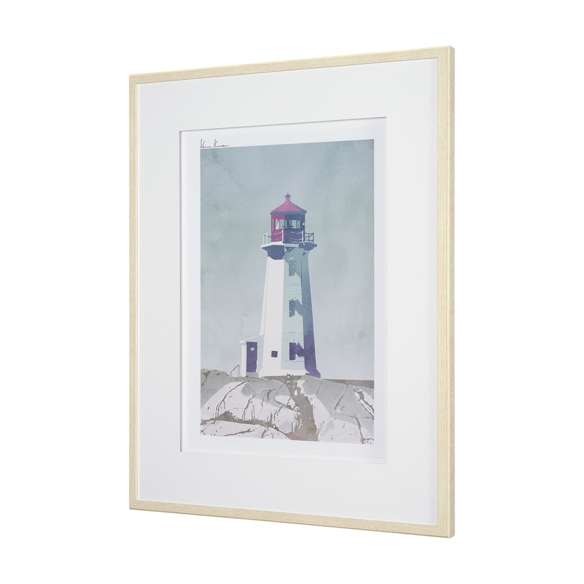 Lighthouse II-Tybee Island by Mercana Studio a Hand Embellished Framed Art Print Matted under Glass — product photograph