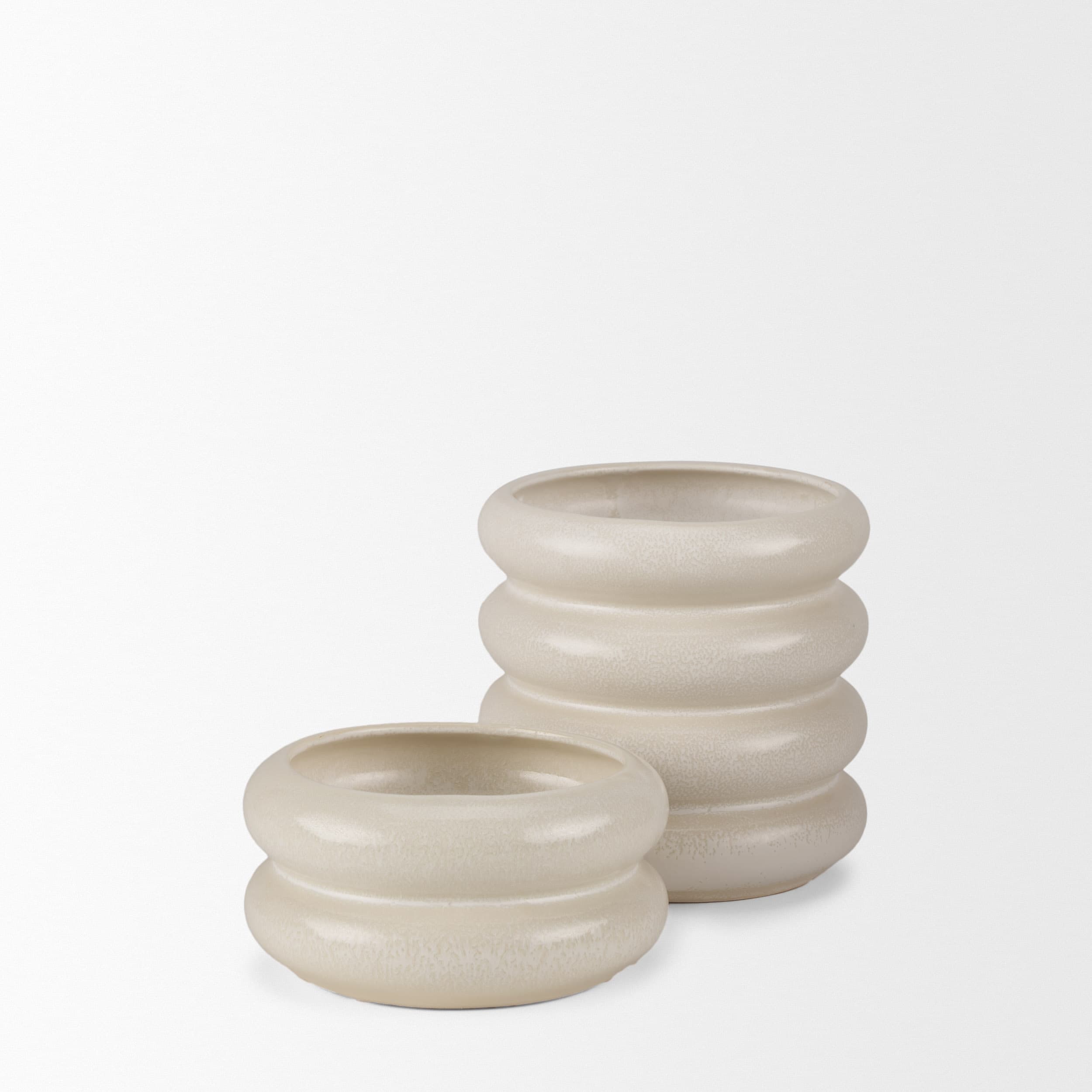 Twyla Short Cream Glazed Ring Pot — product photograph