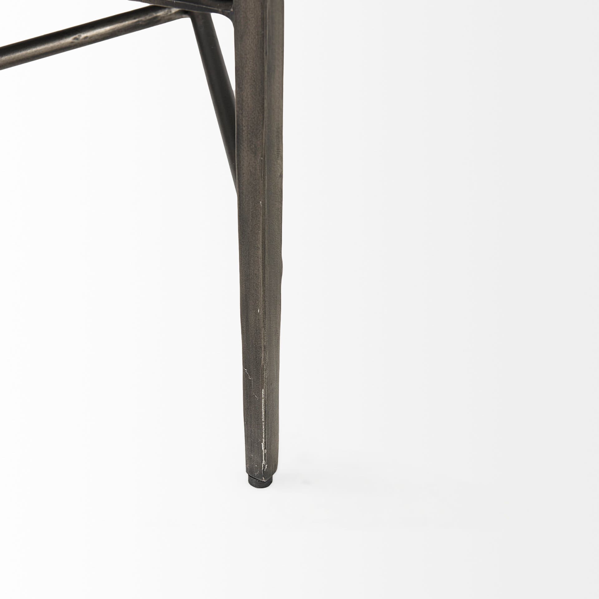 Charlotte 55.0L Gray Herringbone Fabric Seat w/ Antique Nickel Metal Frame Bench — product photograph