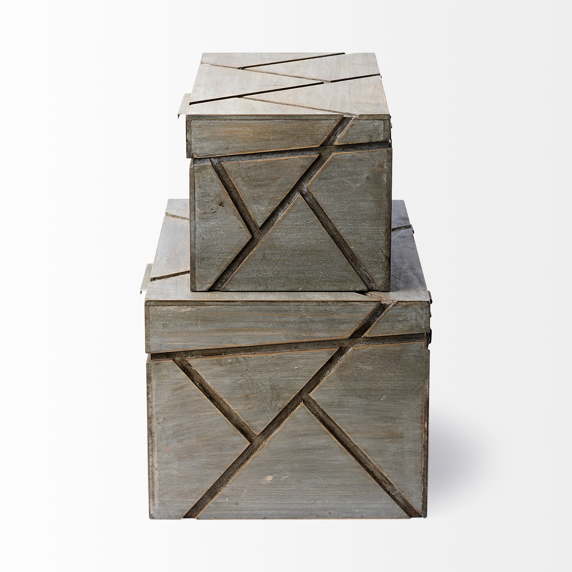 Niobe (Set of 2) 16L x 11W Gray Wooden Nesting Boxes — product photograph