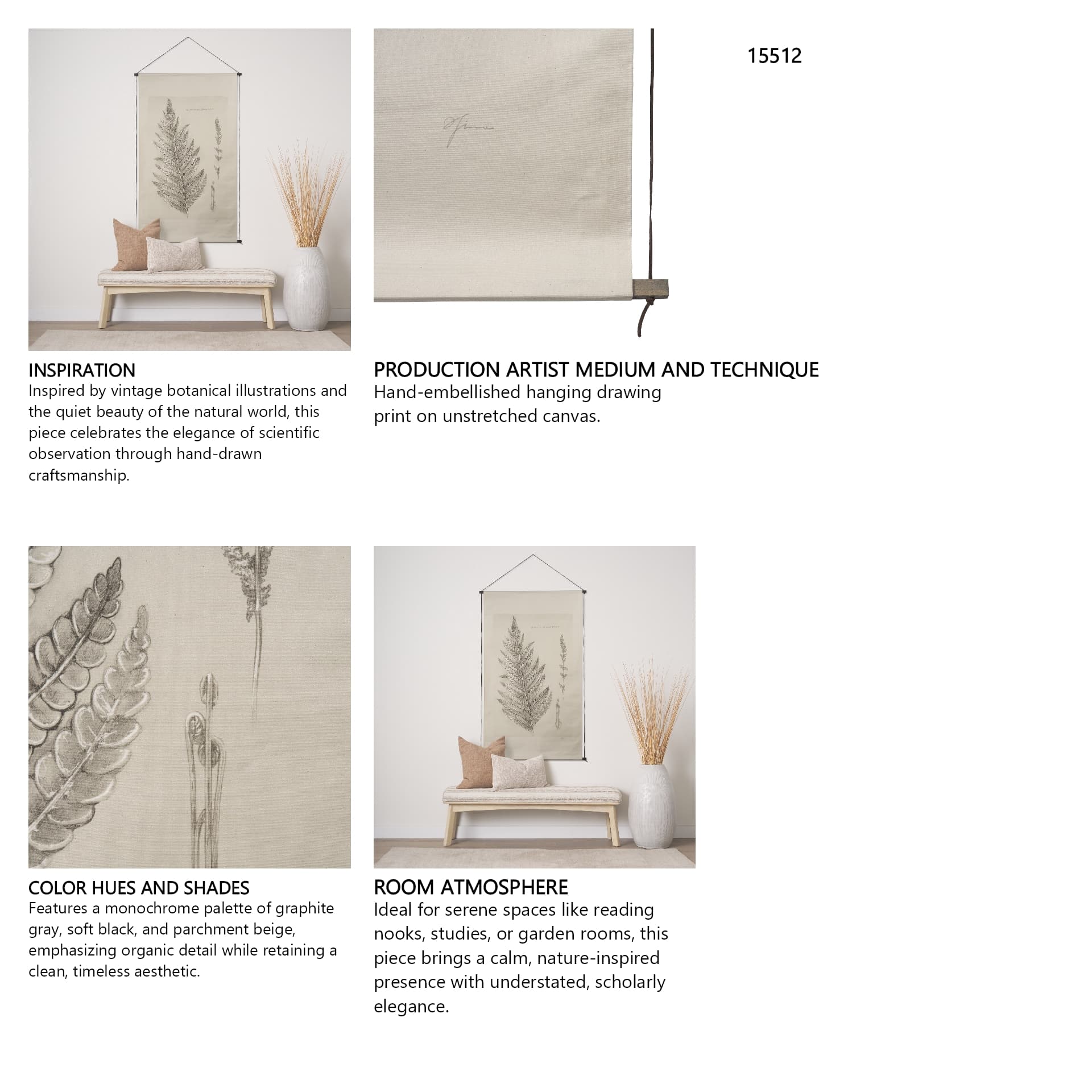 Fern Study I (Osmundastrum Cinnamomeum) — in a styled room