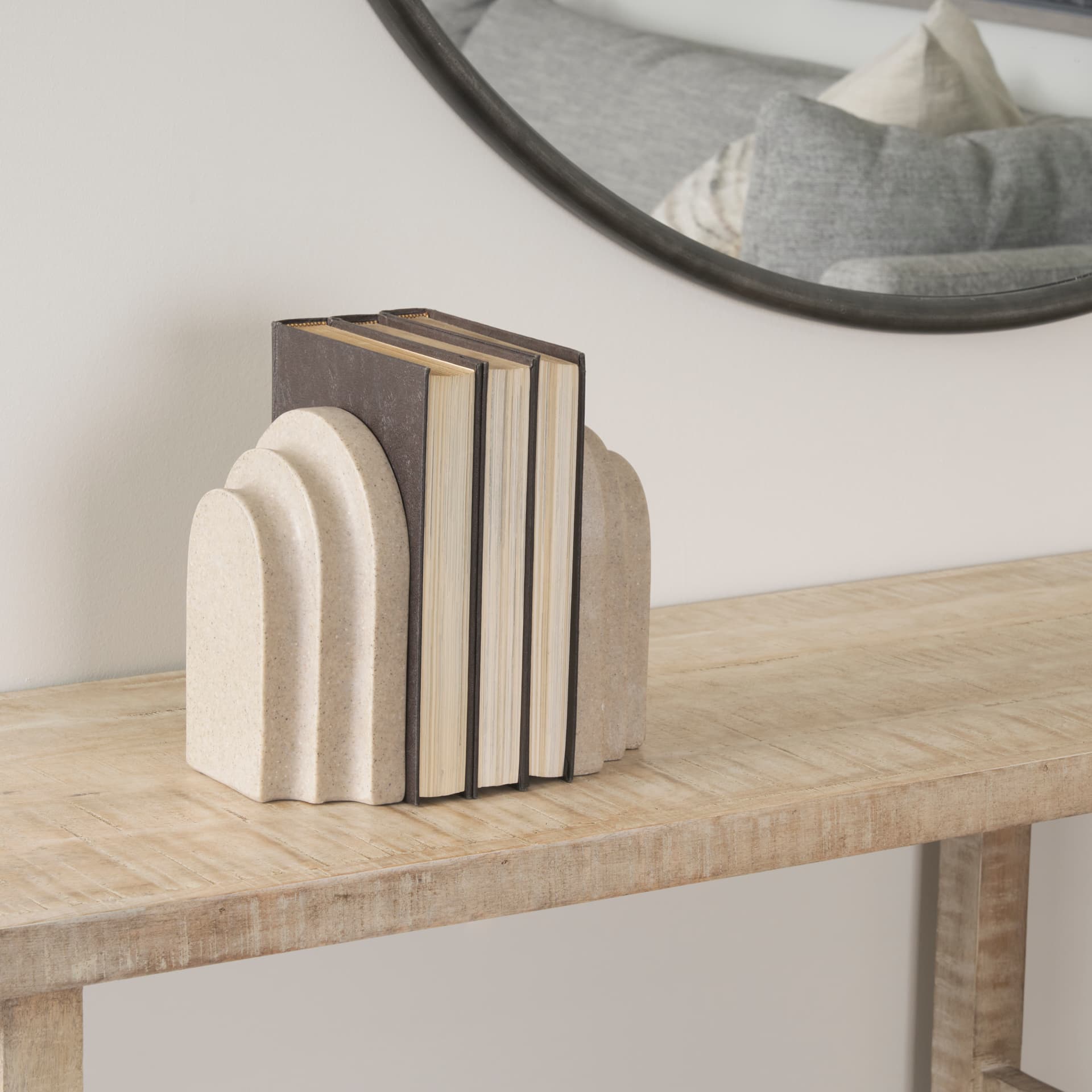 Empire Sandstone Resin Arc Book End Set — product photograph