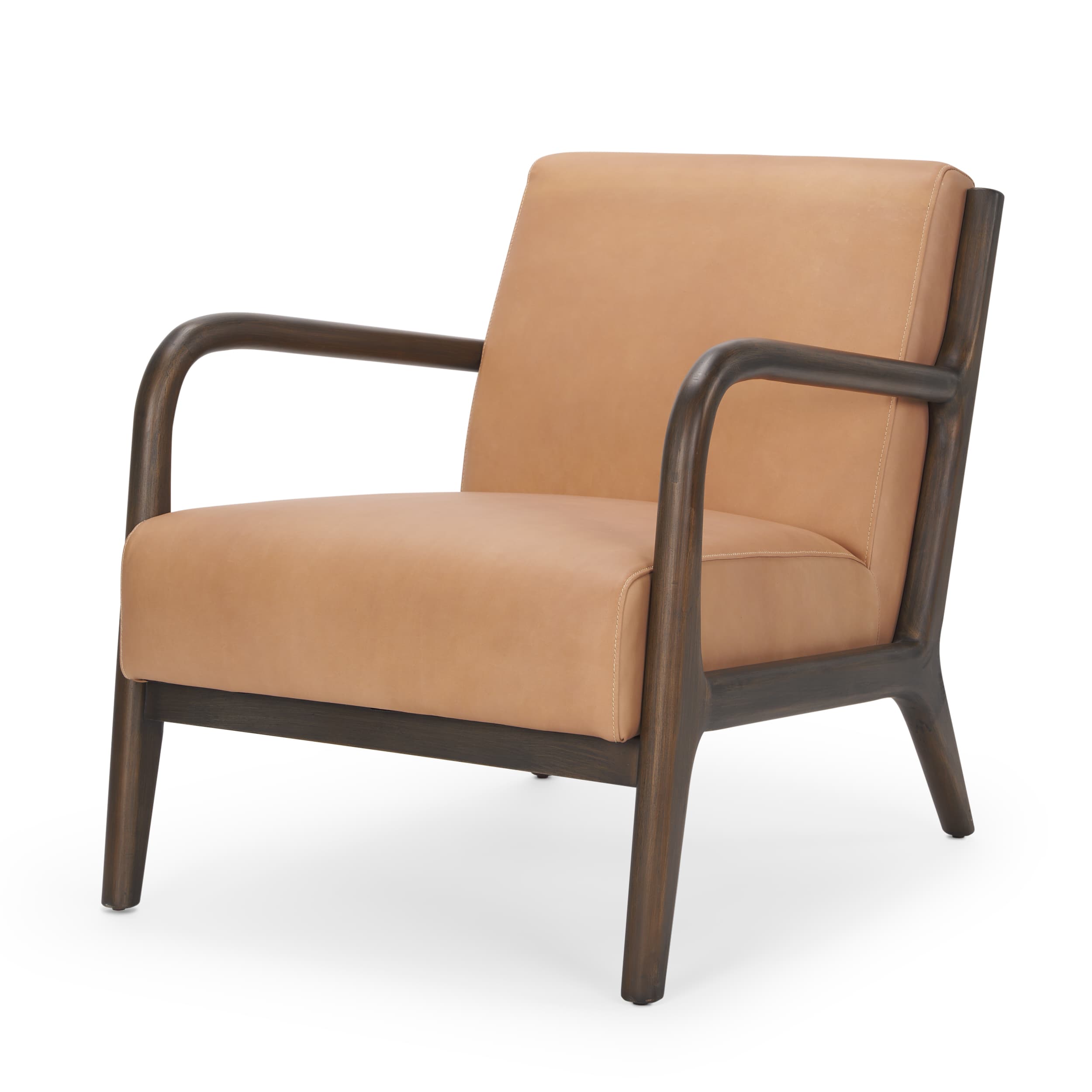 Cashel Accent Chair W/ Dark Brown Wood and Tan Genuine Leather — product photograph