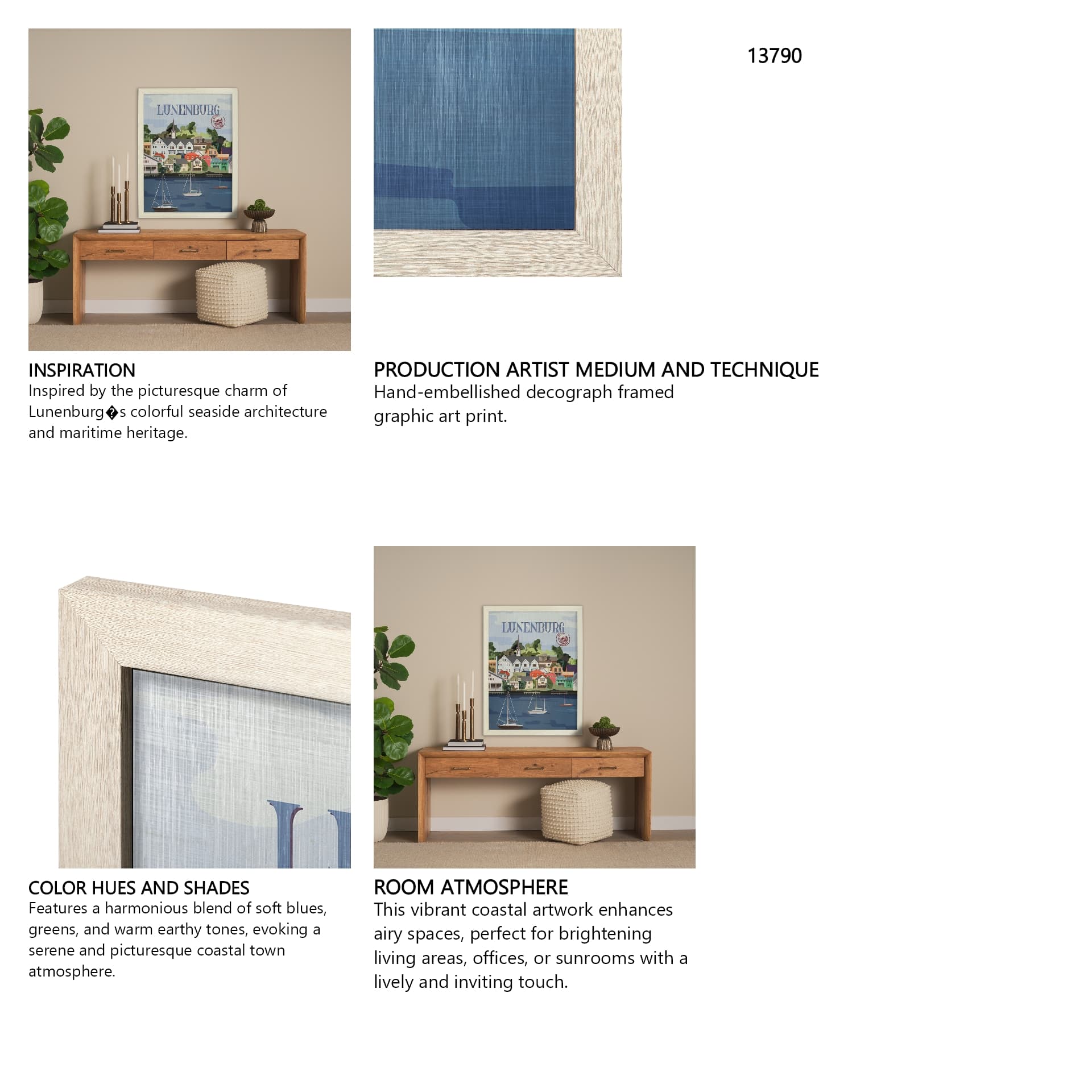 Lunenburg Go Canada (L) by Mercana Studio a Hand Embellished Decograph Framed Art Print — in a styled room