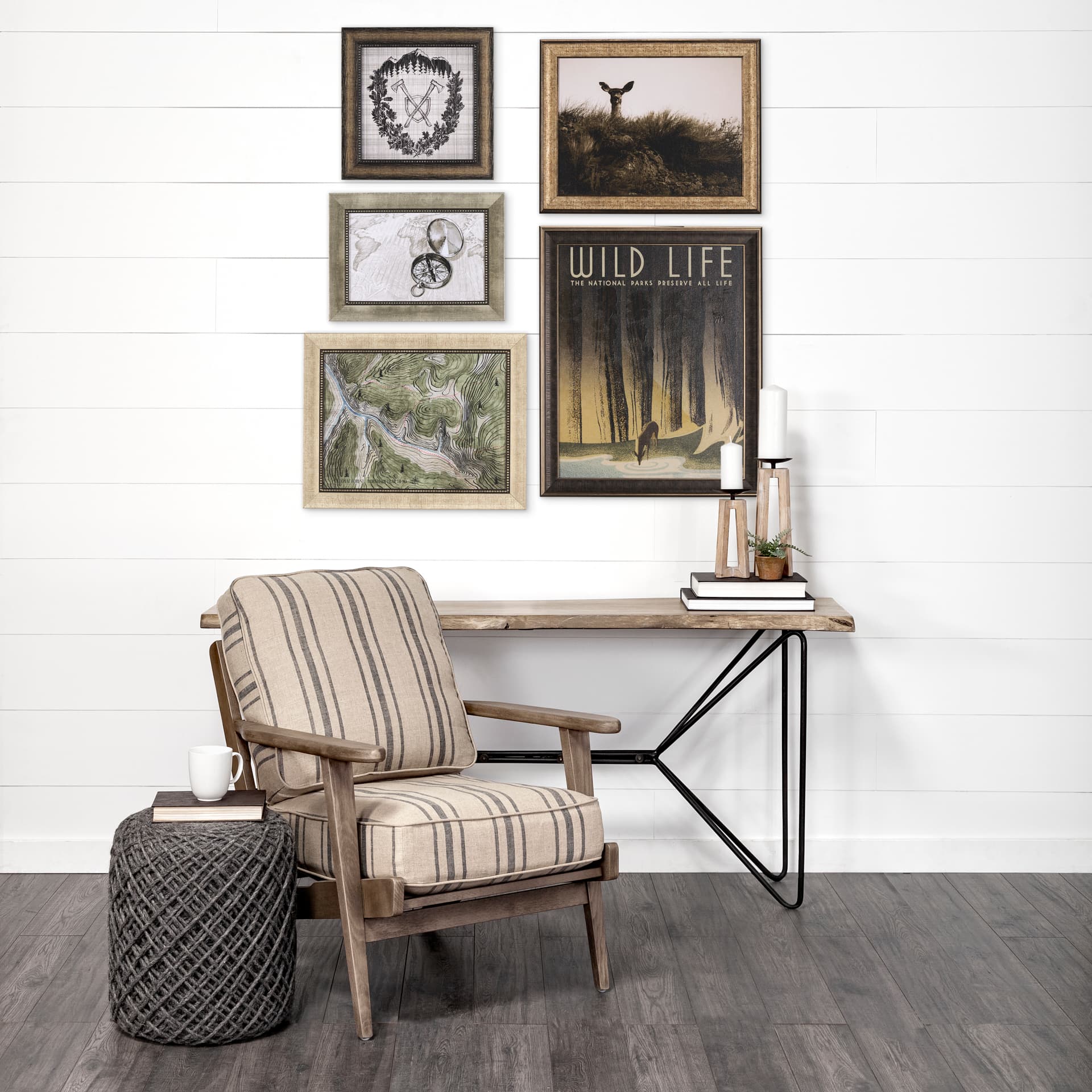 Adventure Map by Chad Mackay a Hand Embelished Textured Framed Art Print — in a styled room