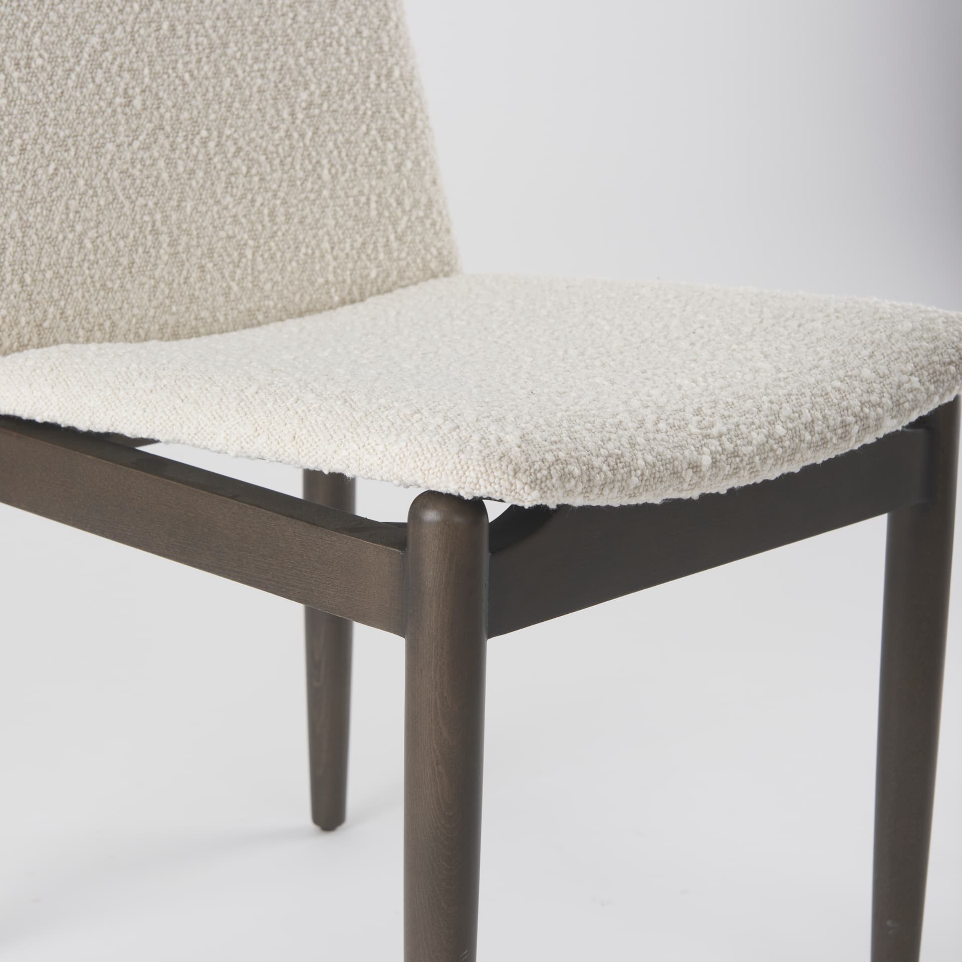 Cavett Curved Back Dining Side Chair | Cream Boucle w/ Dark Wood — product photograph