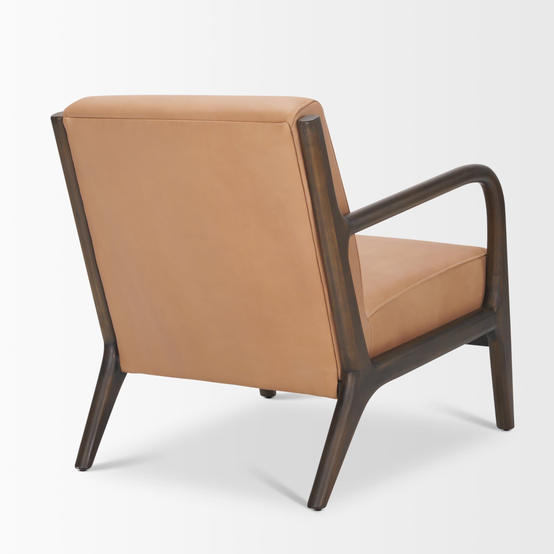 Cashel Accent Chair W/ Dark Brown Wood and Tan Genuine Leather — product photograph