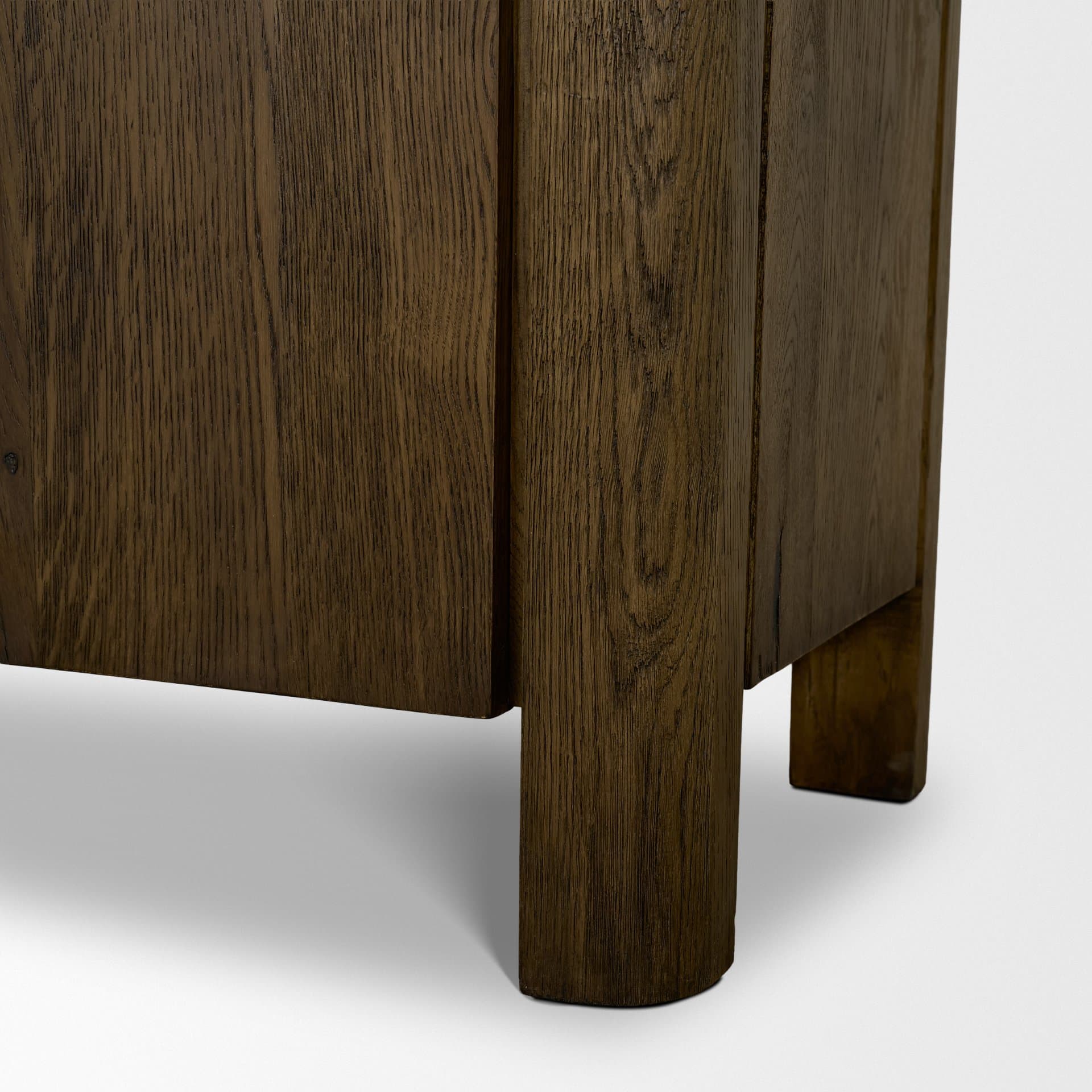 Kendrix Dark Brown Oak Wood Cappuccino Marble 4 Door Closed Sideboard — product photograph