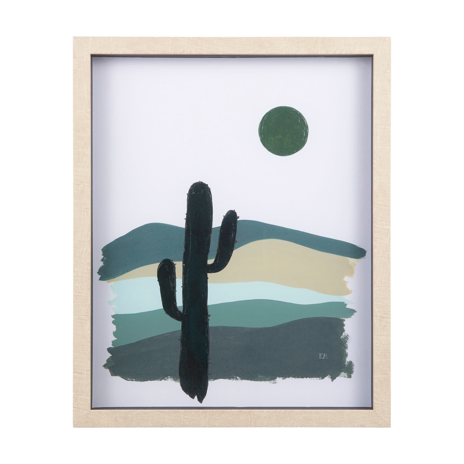 Green Desert II by Mercana Studio a Hand Embelished Textured Framed Art Print Matted under Glass — product photograph