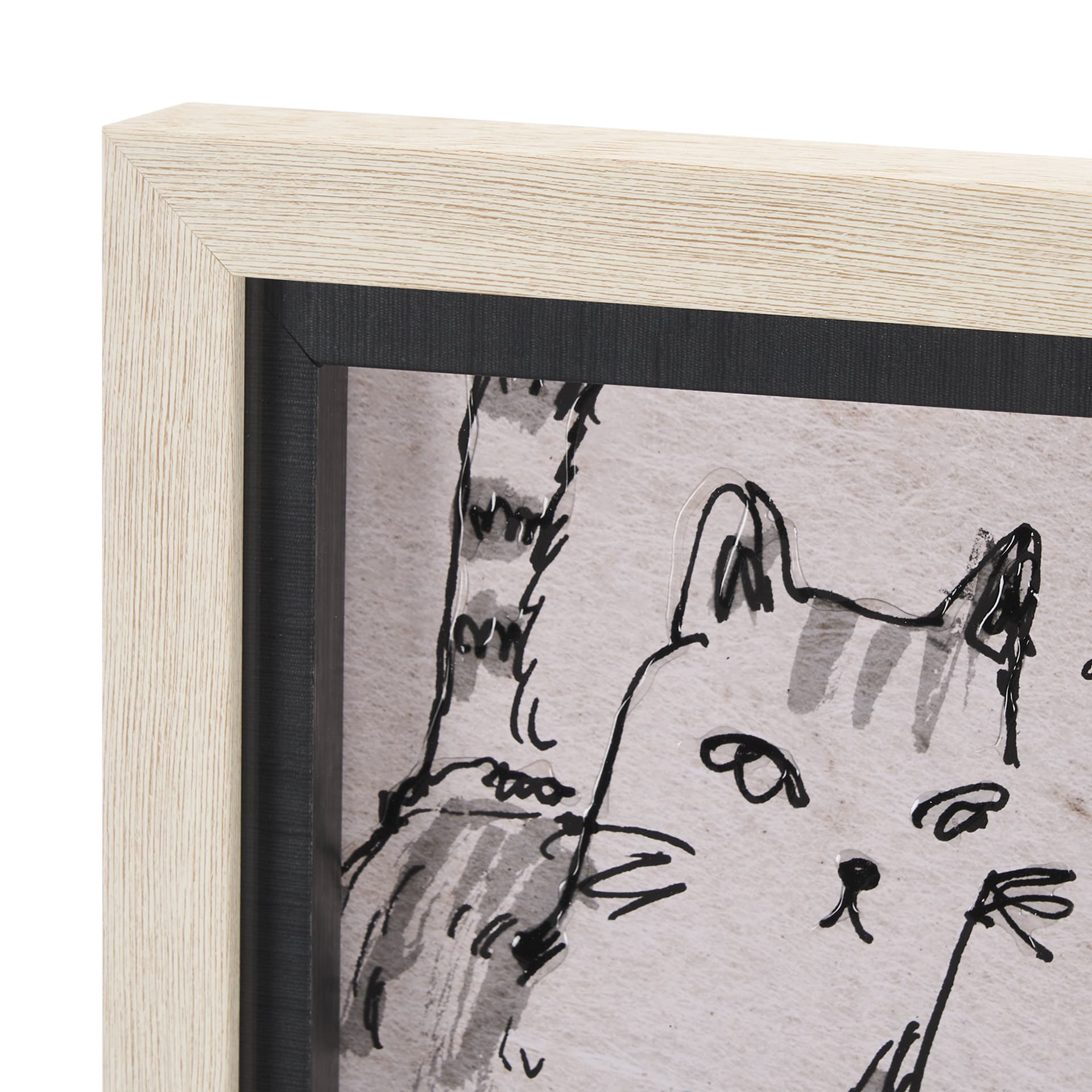Cat Sketch by Mercana Studio a Hand Embellished Framed Art Print Matted under Glass — product photograph