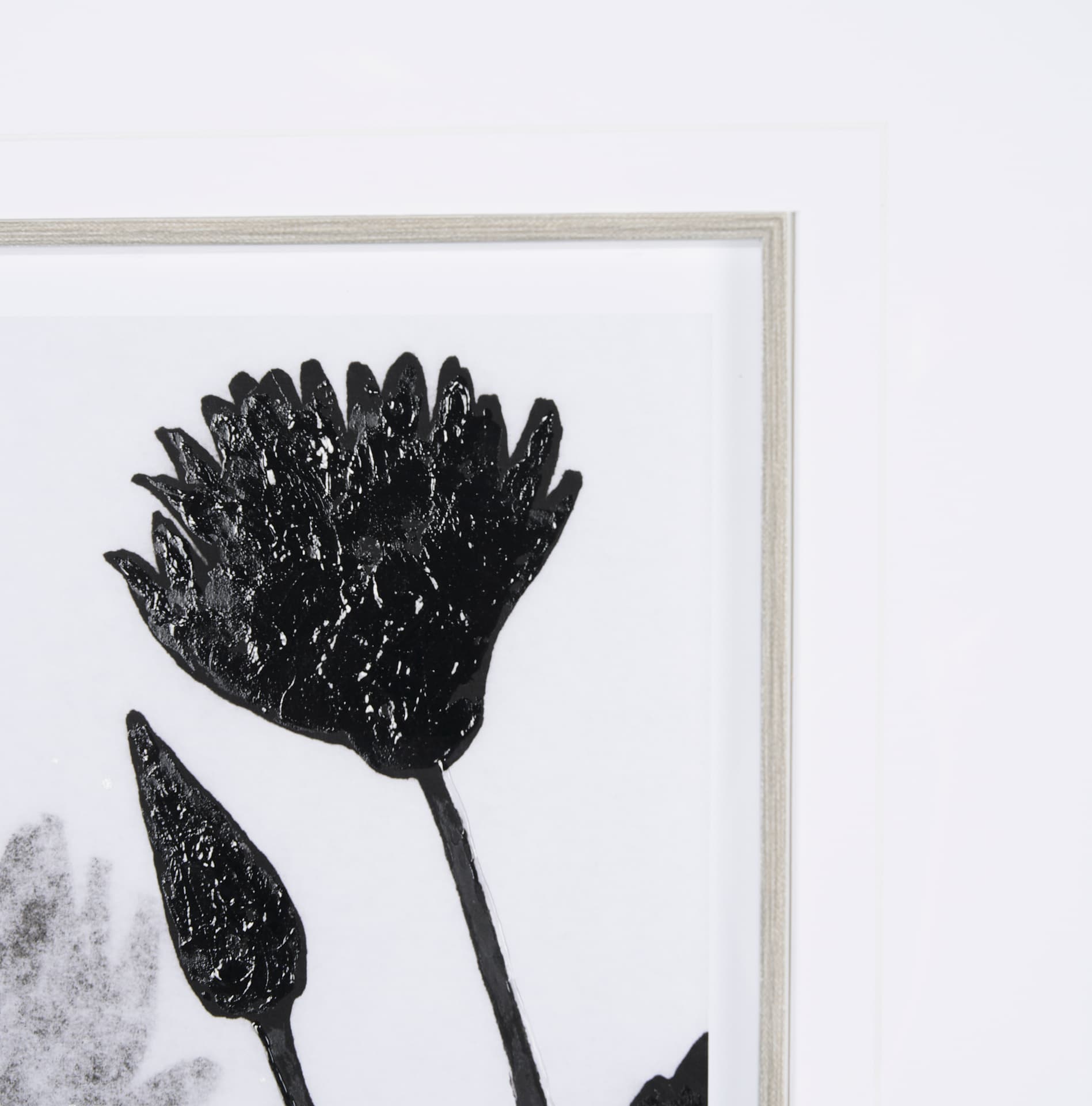 Floral Silhouette III by Mercana Studio Hand Embellished Textured Framed Art Print Matted under Glas — product photograph