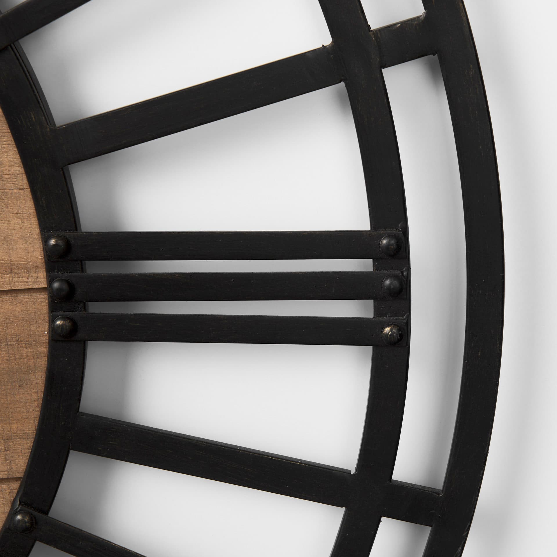 Lewiston 30.1L x 2.0W x 30.1H Black Iron W/Wood Round Wall Clock — product photograph