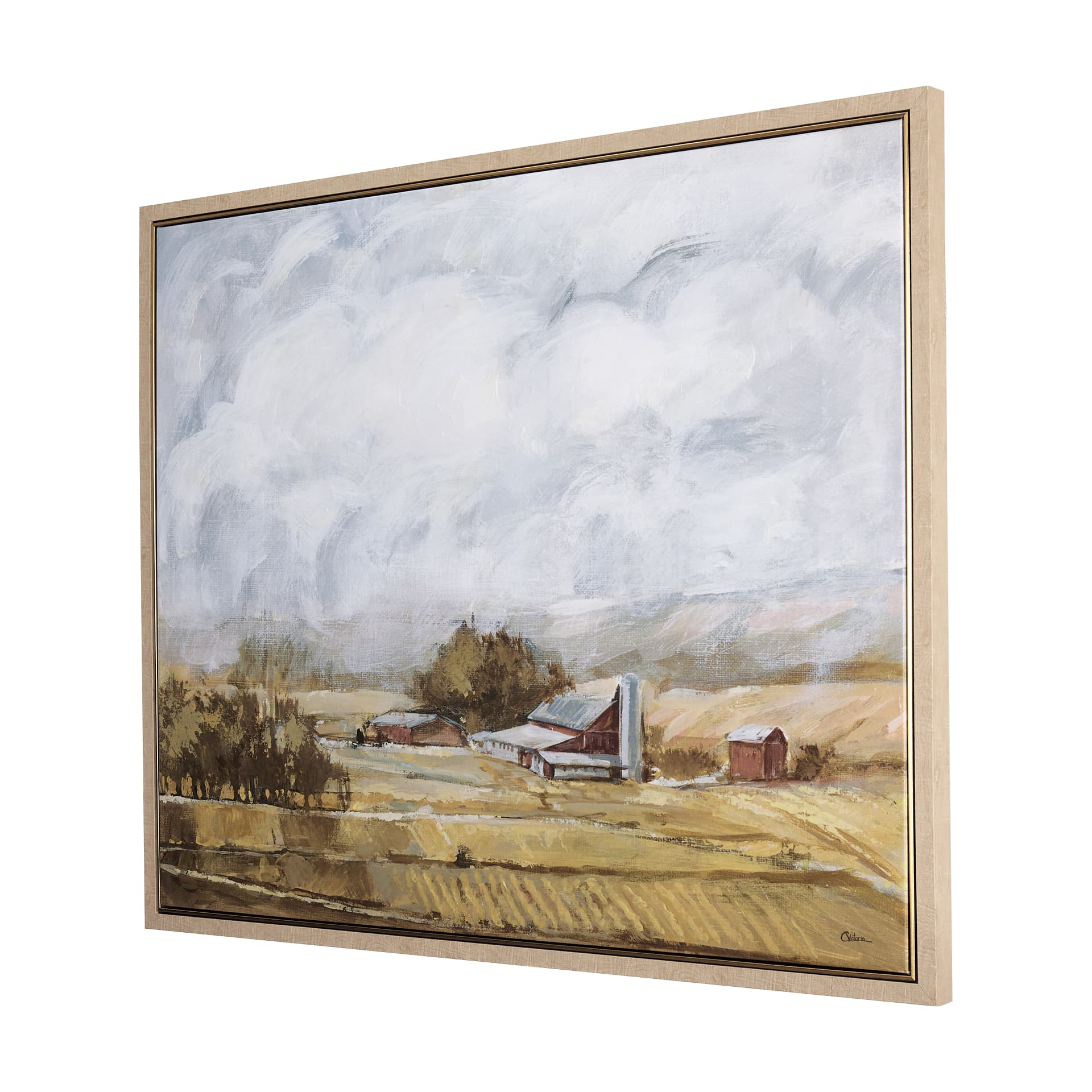 Farmland view II by Mercana Studio a Hand Embellished Textured Framed Canvas — product photograph