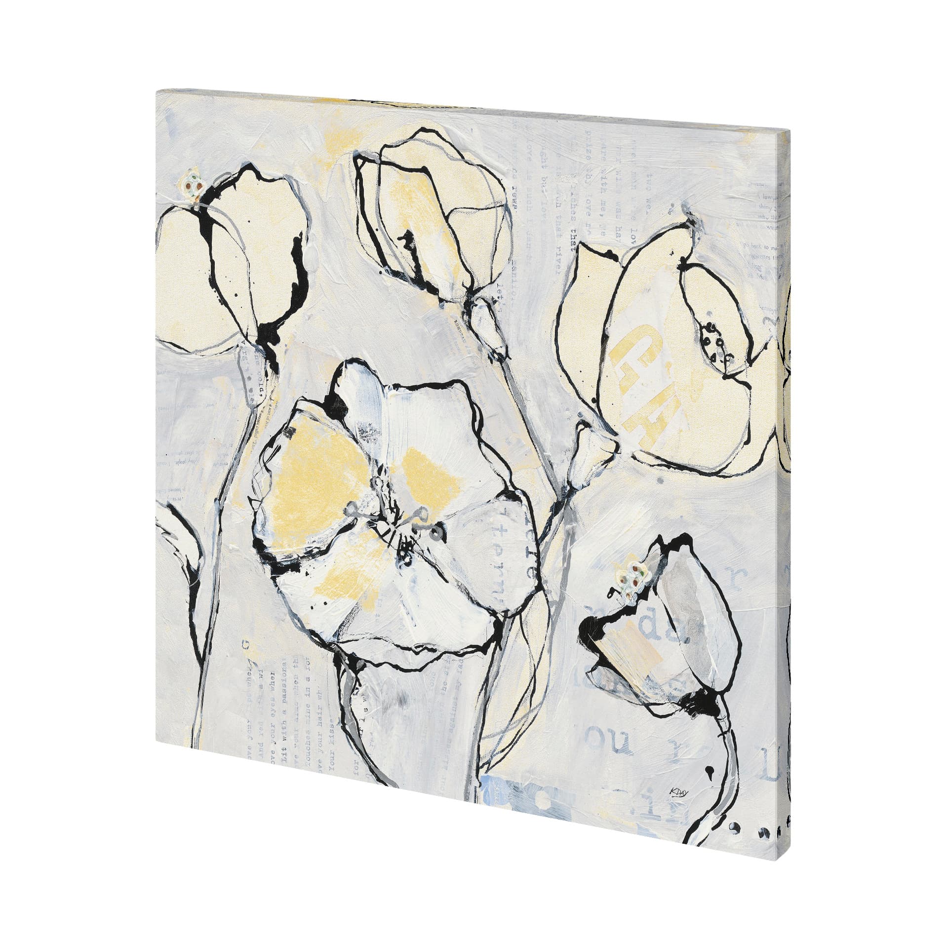 Again III with Yellow by Mercana Studio a Hand Embellished Textured Canvas — product photograph