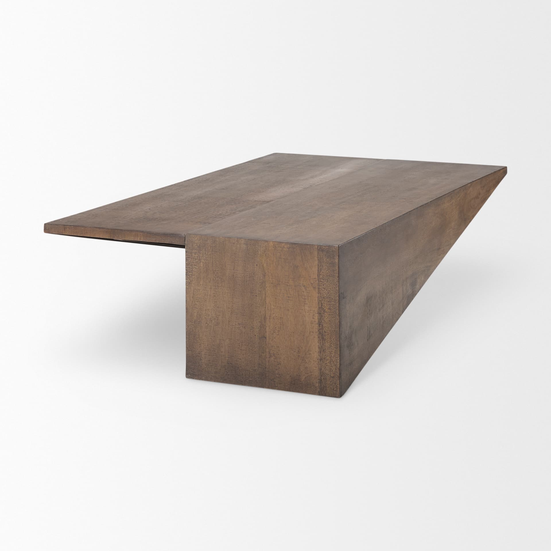 West 55L x 32W x 14H Medium Brown Wooden Angled Coffee Table — product photograph