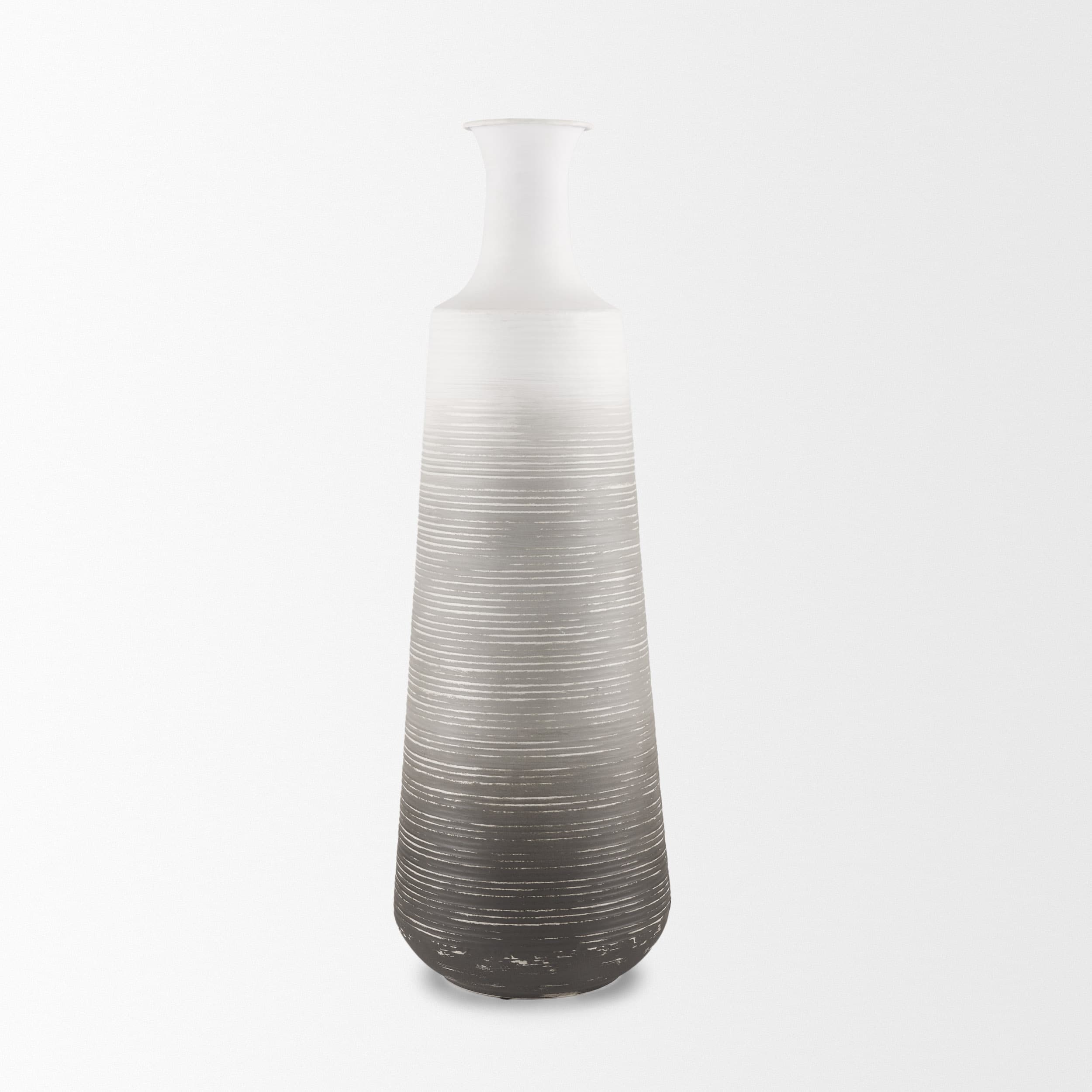 Toru Tall White w/ Grey Ombre Metal Vase — product photograph