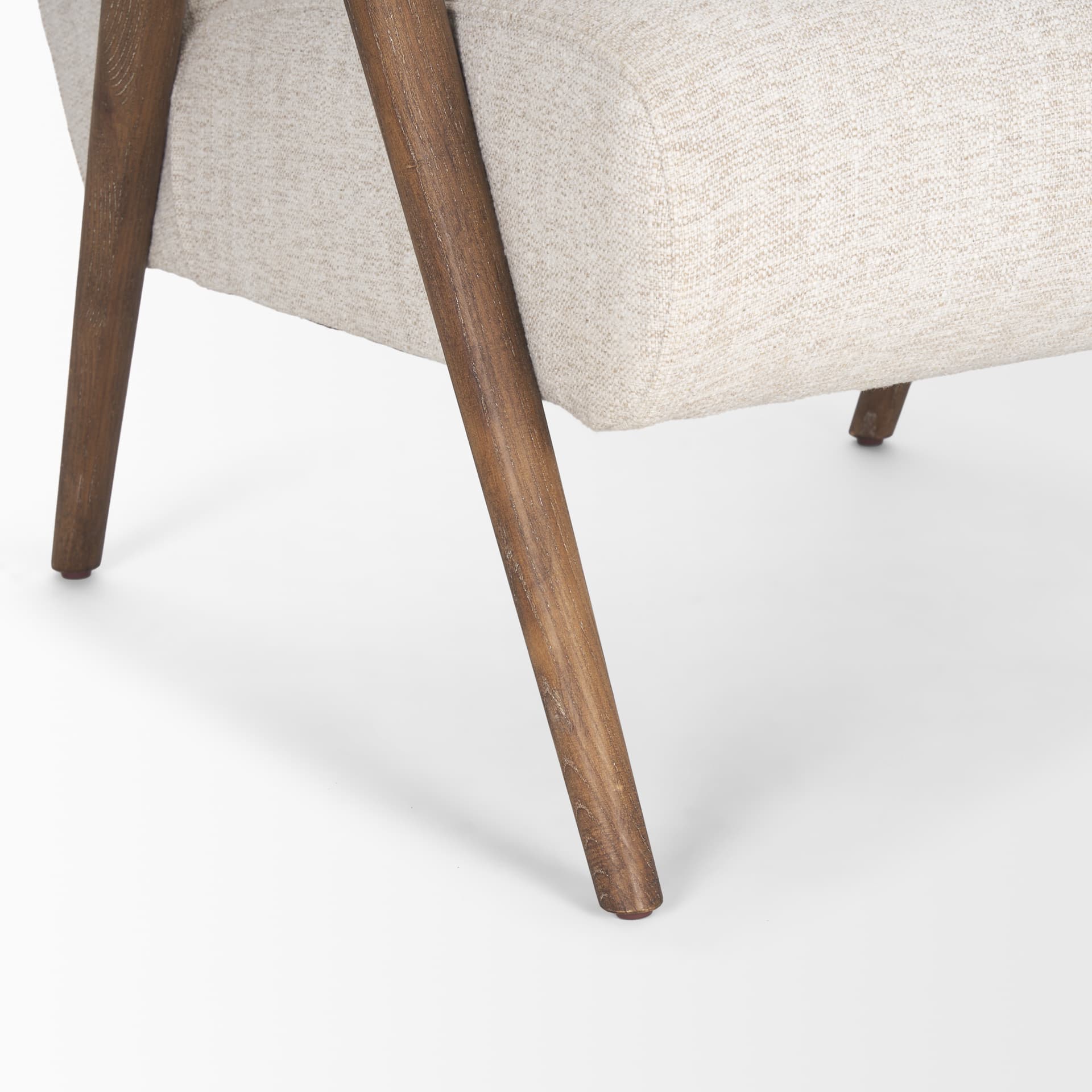 Nico Oatmeal Upholstered w/ Brown Wood Accent Chair — product photograph