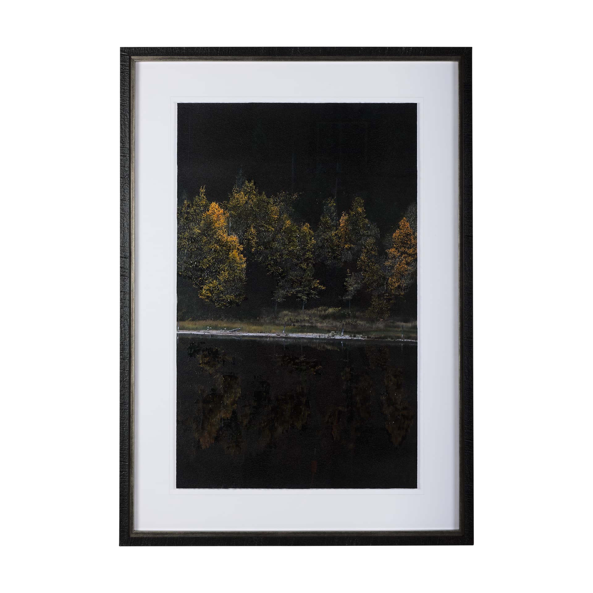 Water's Reflection-R by Chad Mackay a Hand Embellished Textured Framed Art Print Matted under Glass — product photograph