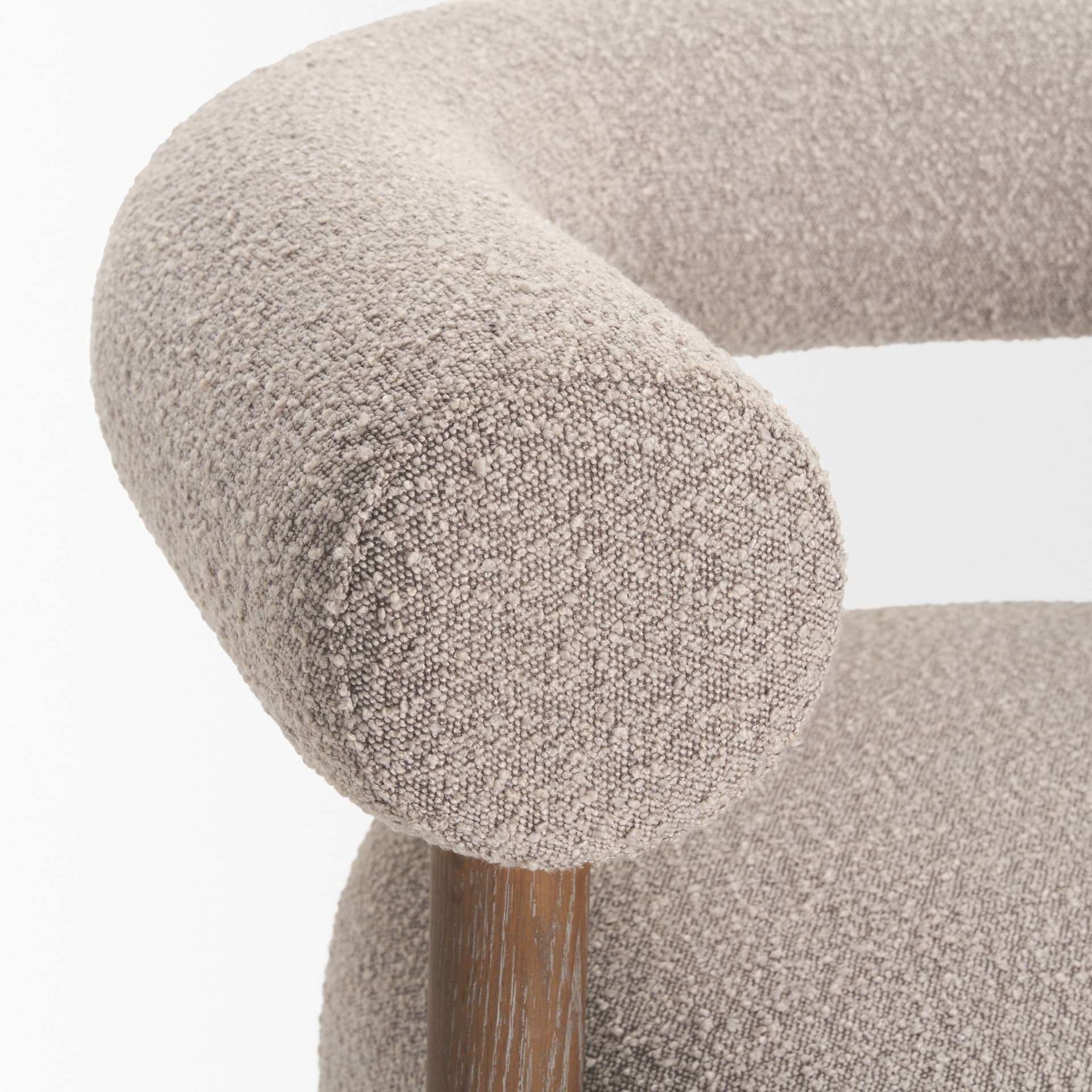 Gianna Open Back Medium Brown Wood w/ Taupe Boucle Fabric Accent Chair — product photograph