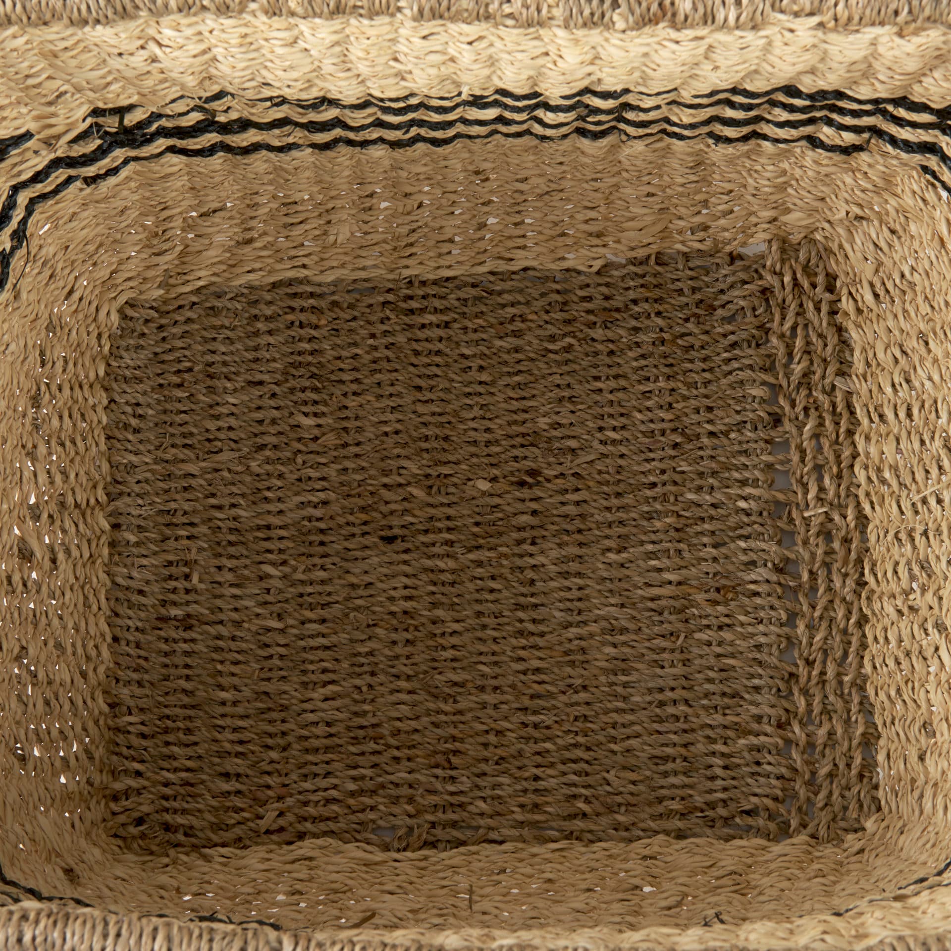 Emma (Set of 2) Light Brown Seagrass Rectangular Basket W/ Black Stripes — product photograph