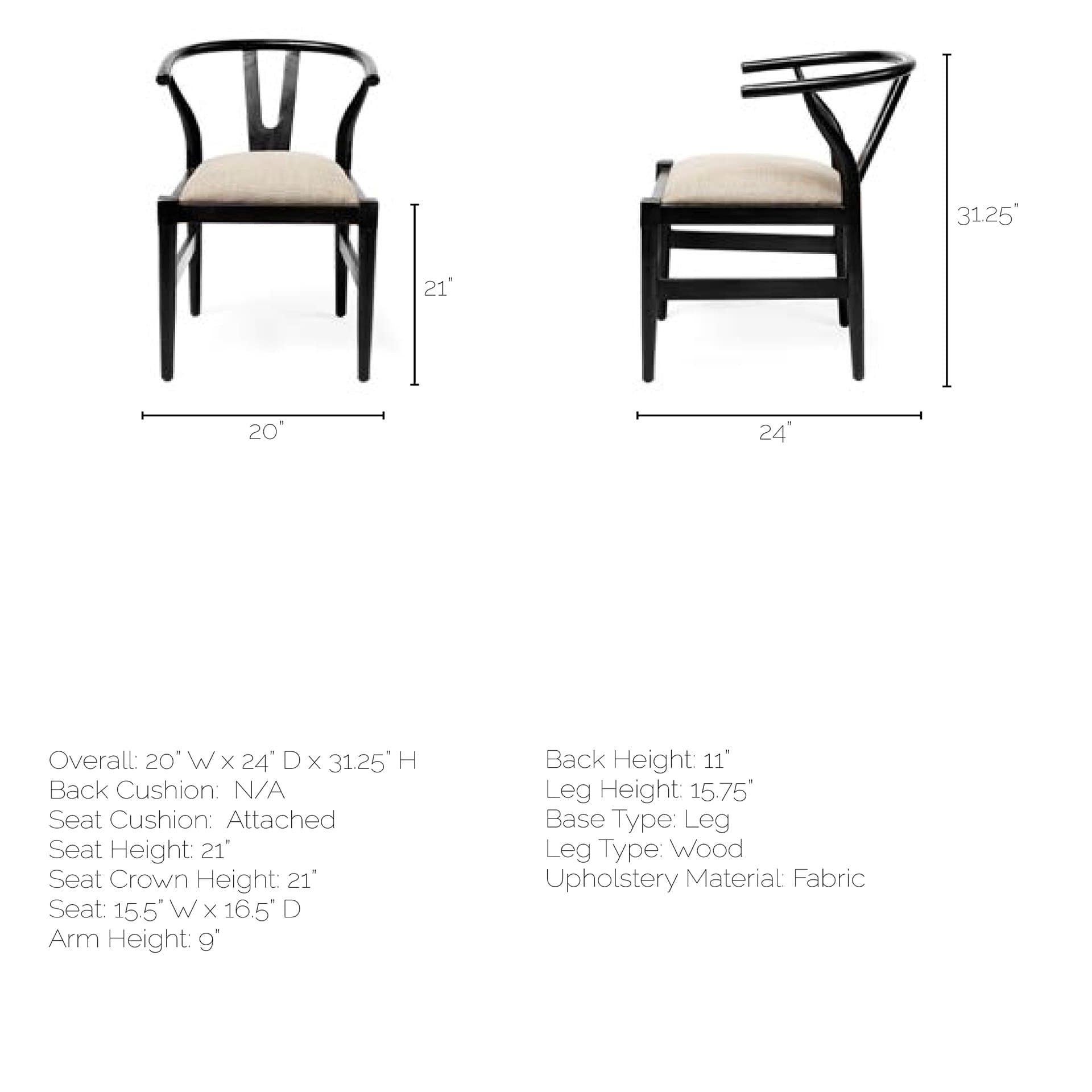 Trixie Curved Back Dining Arm Chair | Dark Taupe Fabric w/ Wooden — product photograph