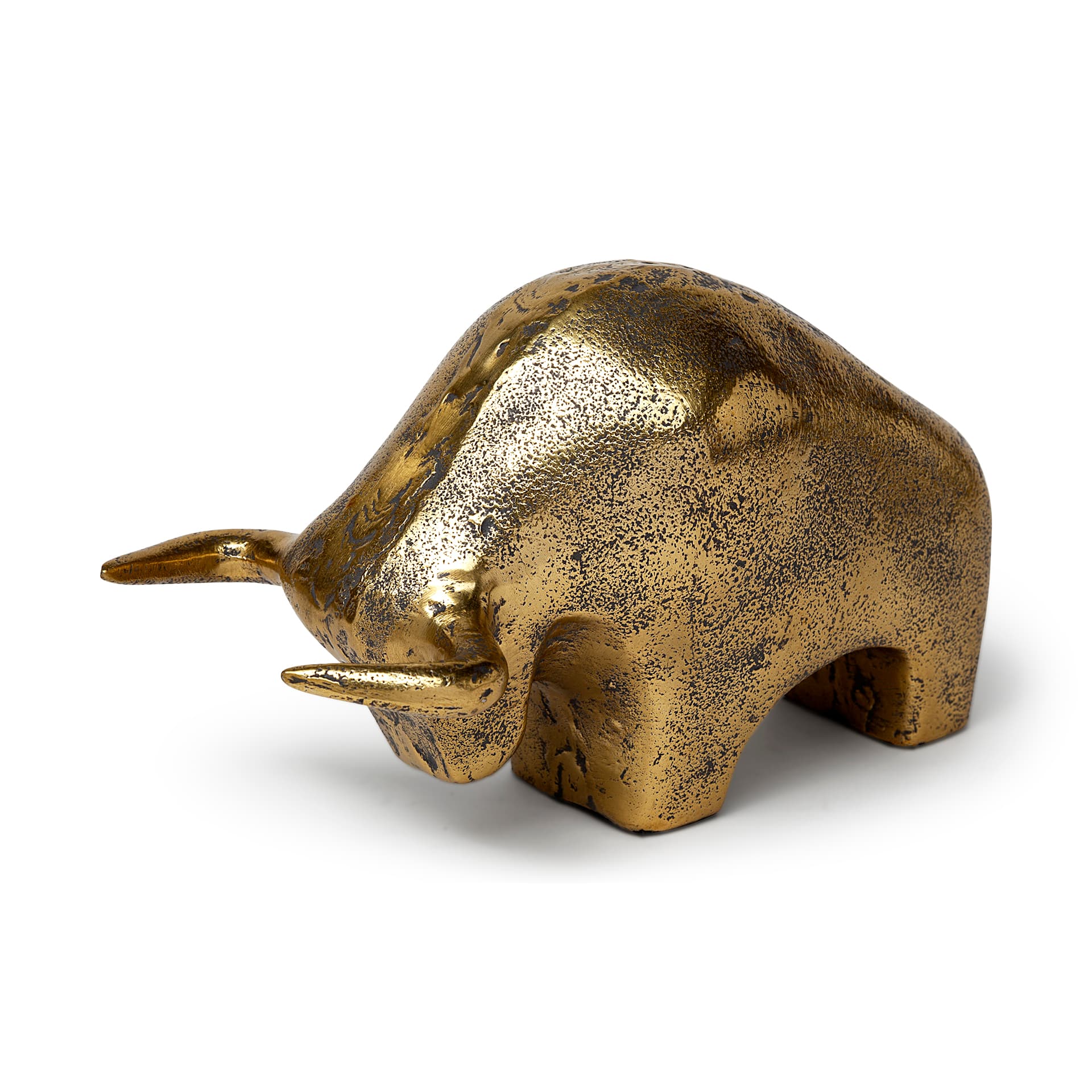 Tauro I 9L x 4W Gold Cast Aluminum Raging Bull — product photograph