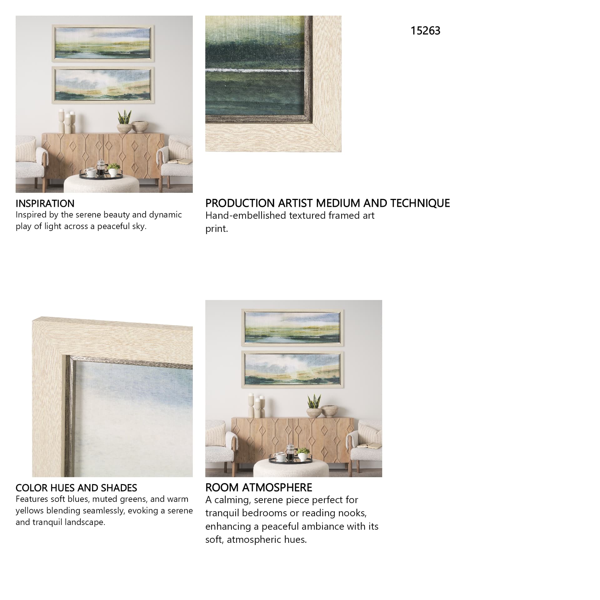 Spring Horizon II by Mercana Studio a Hand Embellished Textured Framed Art Print — in a styled room