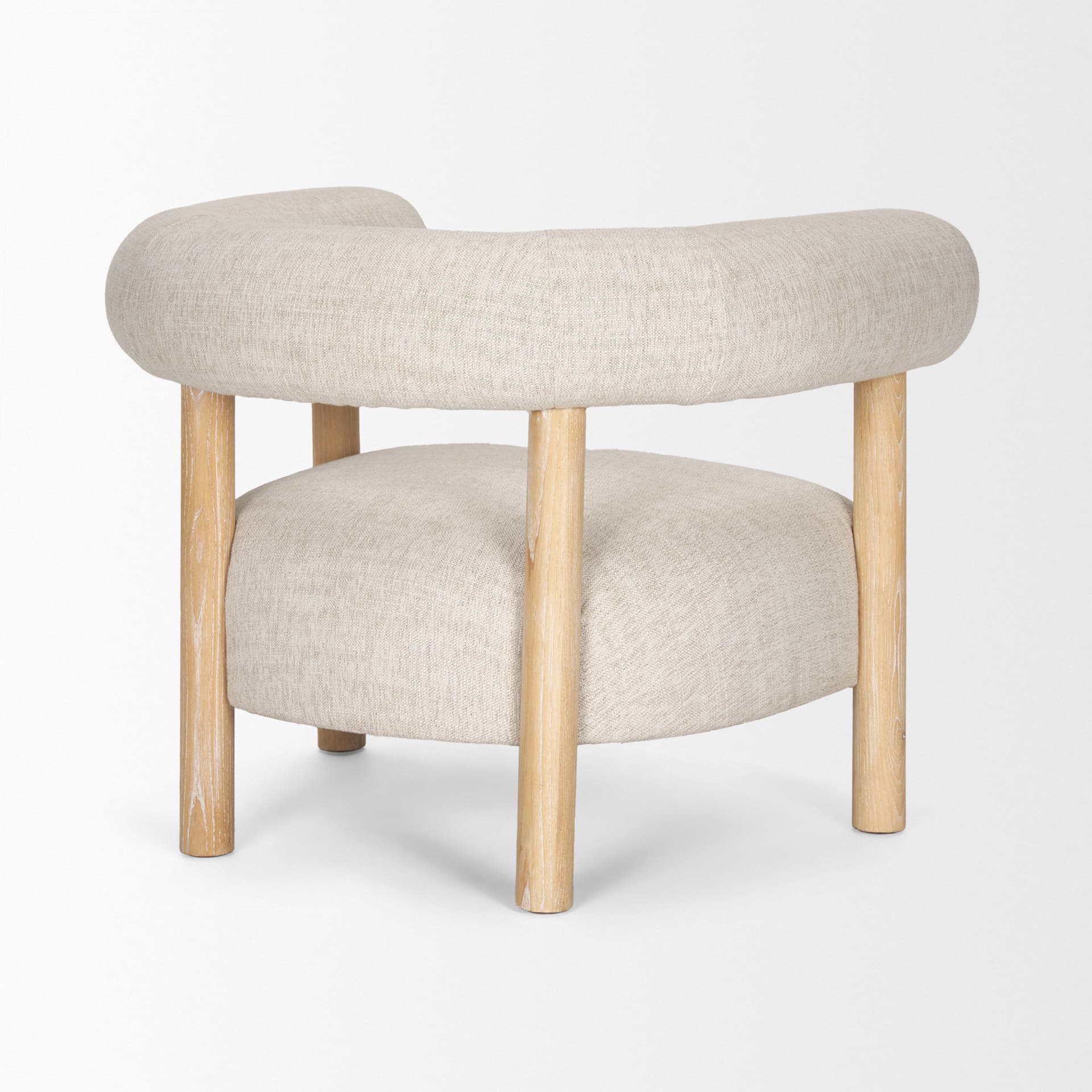 Gianna Open Back Light Brown Wood w/ Oatmeal Fabric Accent Chair — product photograph