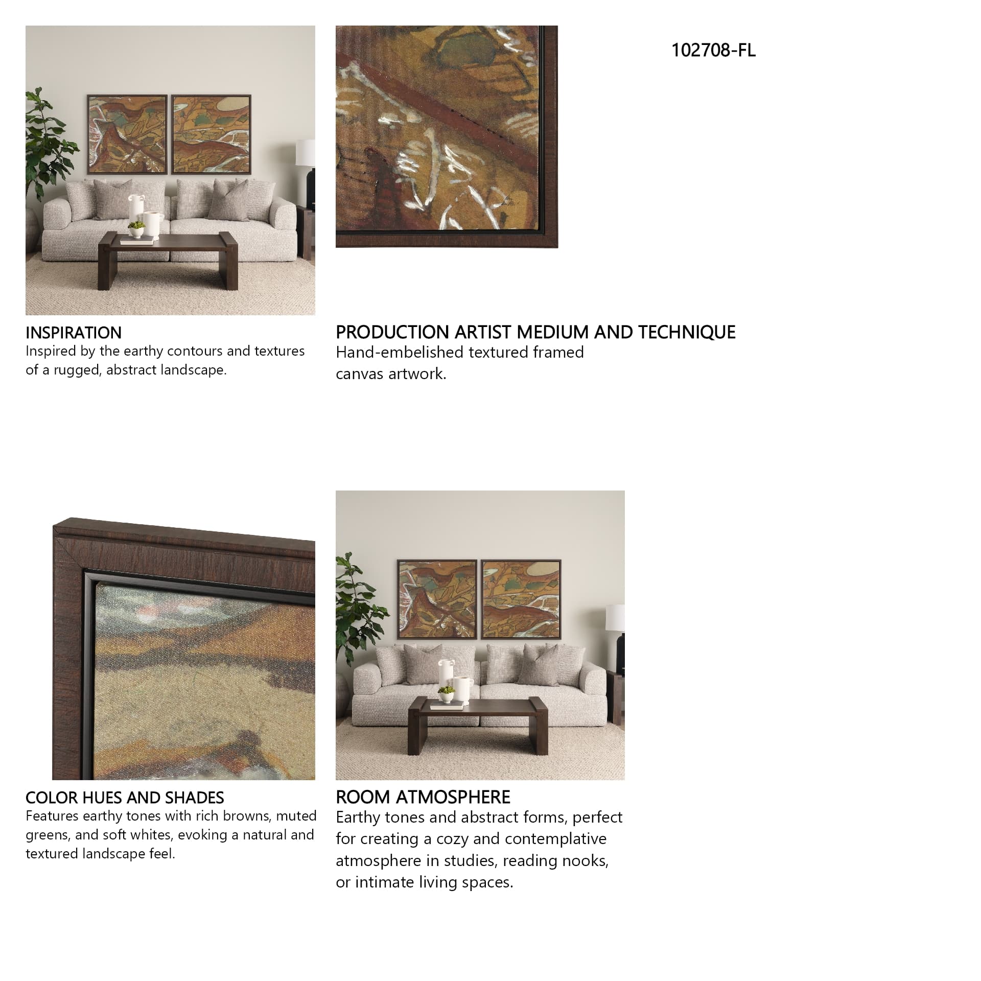 Rusttone I by Mercana Studio Hand-Embellished Textured Framed Canvas Artwork — in a styled room