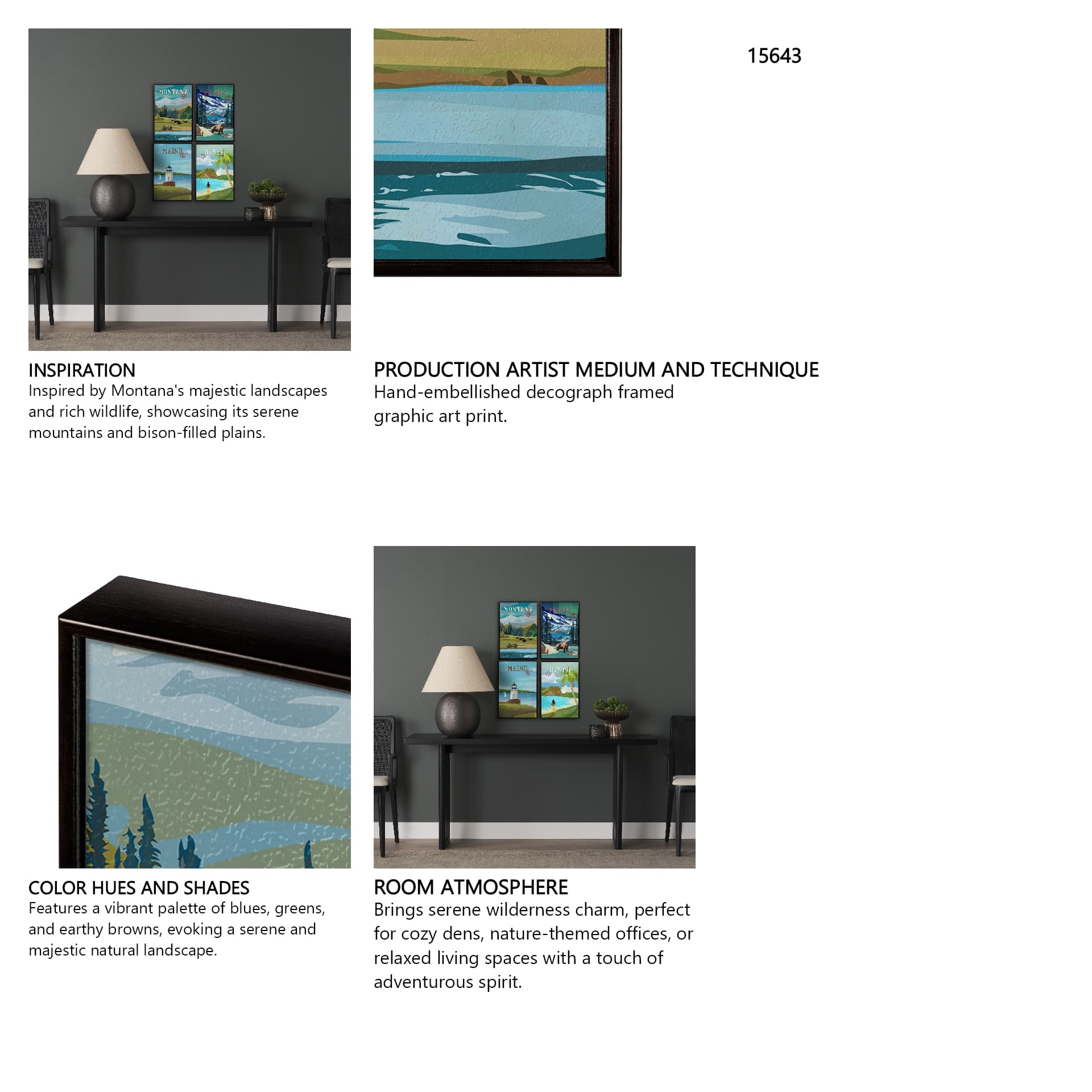 Montana Go USA (SM) by Mercana Studio a Hand Embellished Decograph Framed Art Print — in a styled room