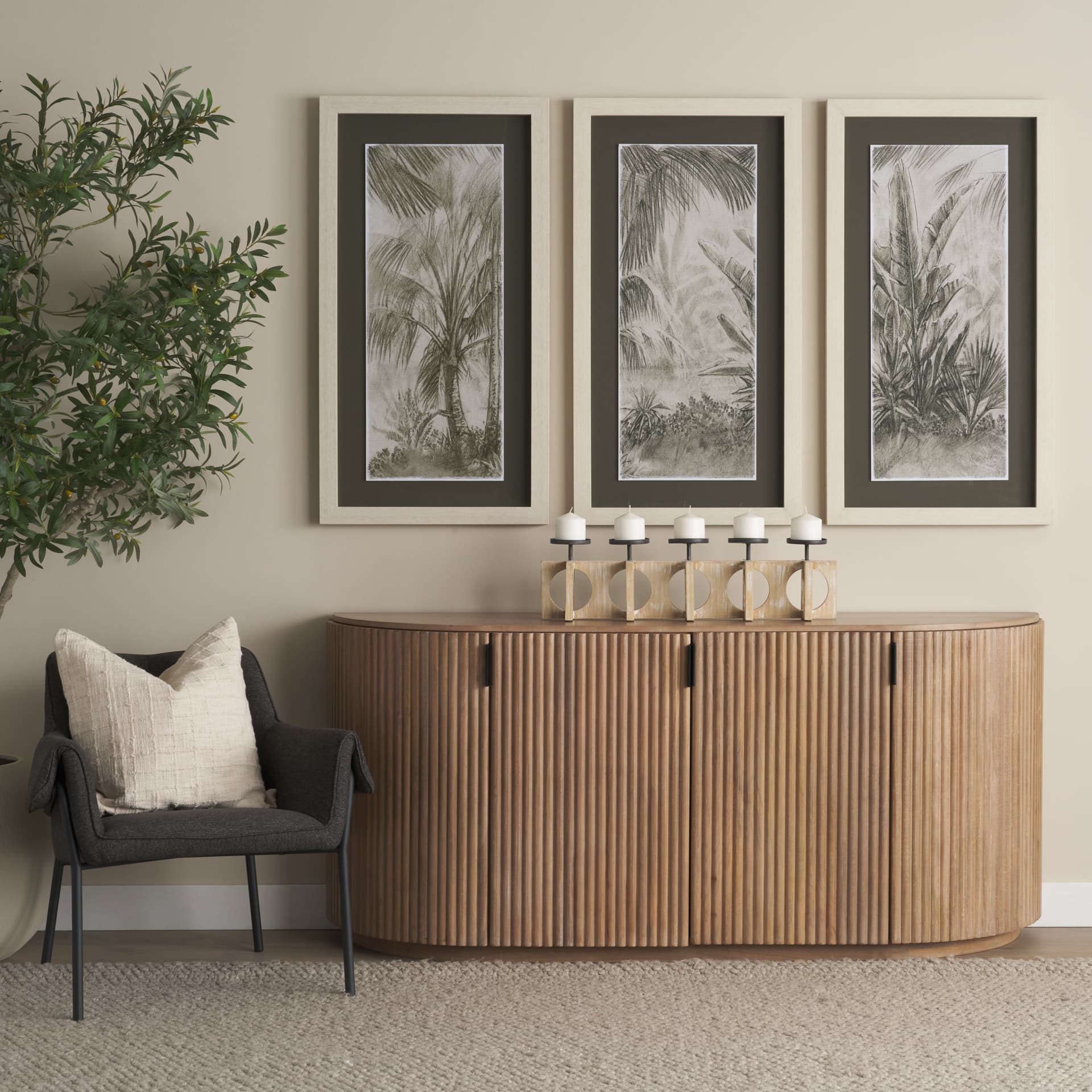 Tropical Coast (Set of 3) by Mercana Studio Hand Embelished Framed Artwork Matted under Glass — product photograph