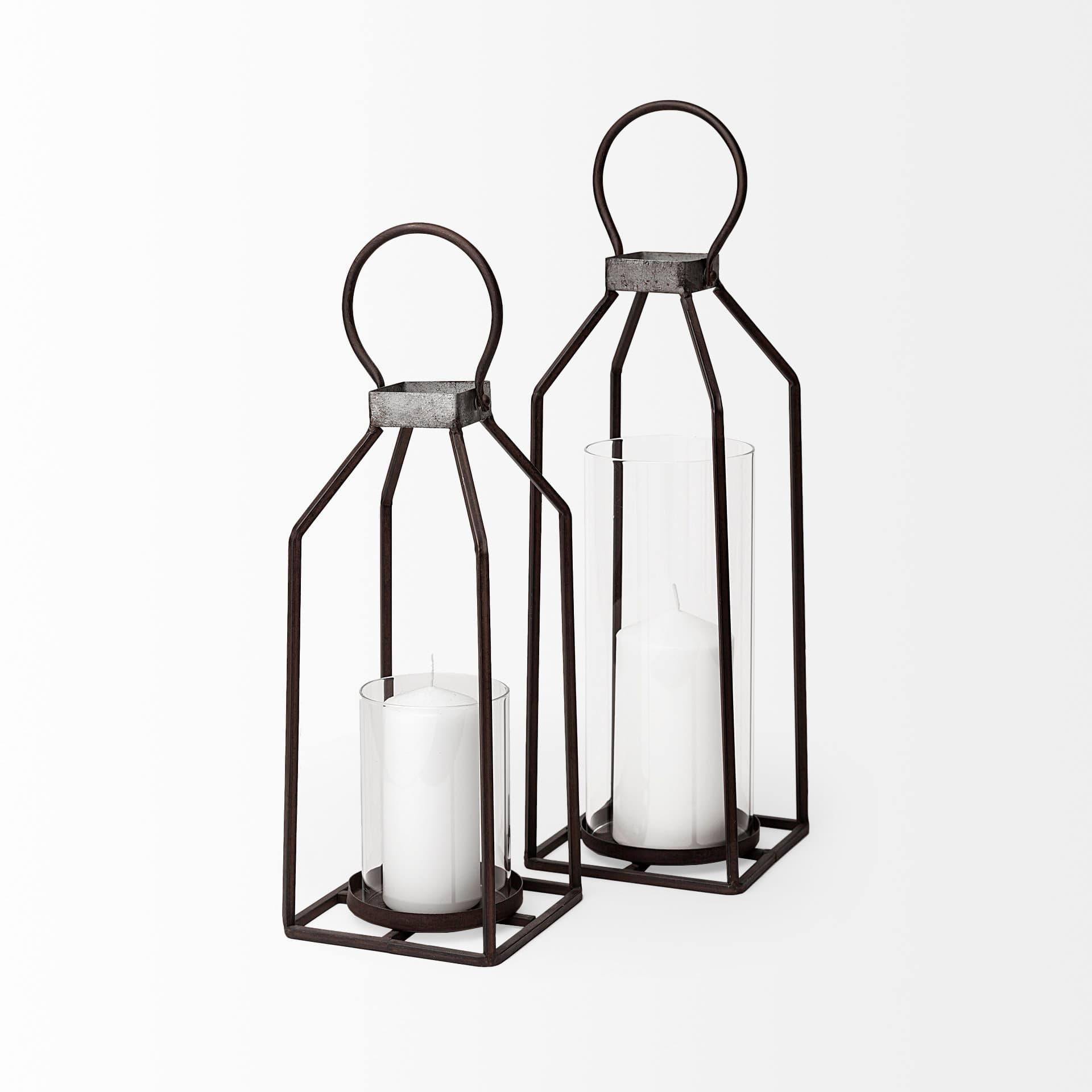 Kingston II Small Rustic Metal Framed Table Candle Holder — product photograph