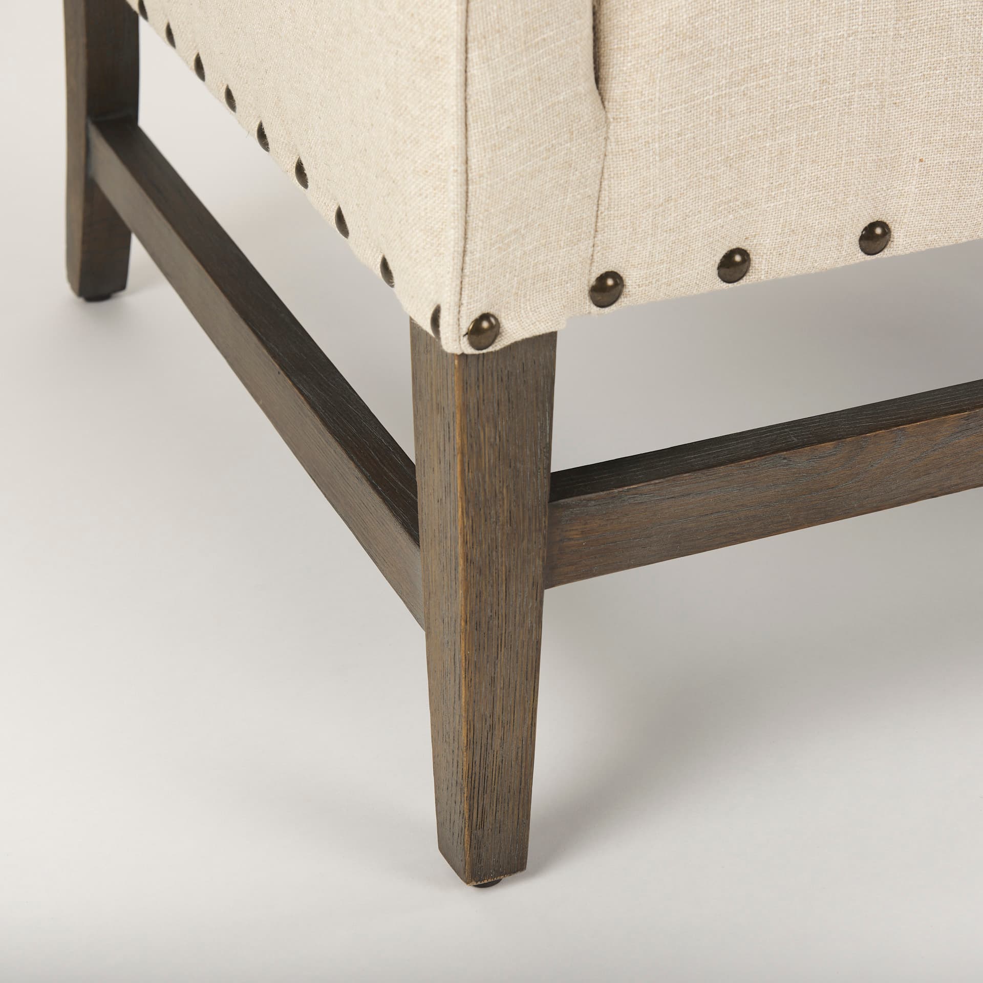 Kensington Cream Linen Fabric and Wood Accent Chair — product photograph