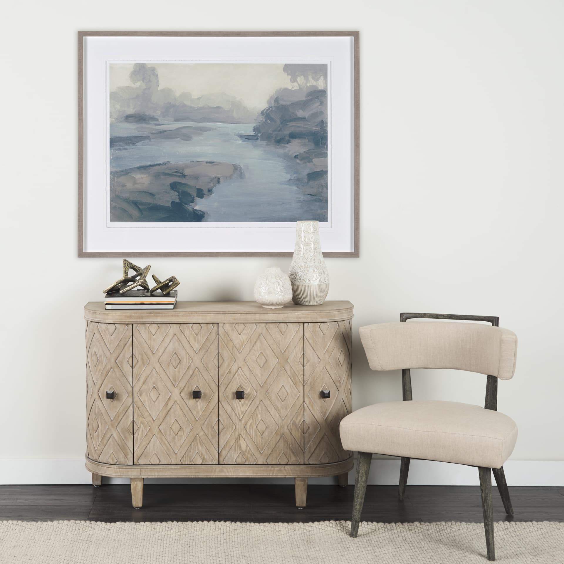 Morning Light I by Mercana Studio a Hand Embellished Textured Framed Art Print Matted under Glass — in a styled room