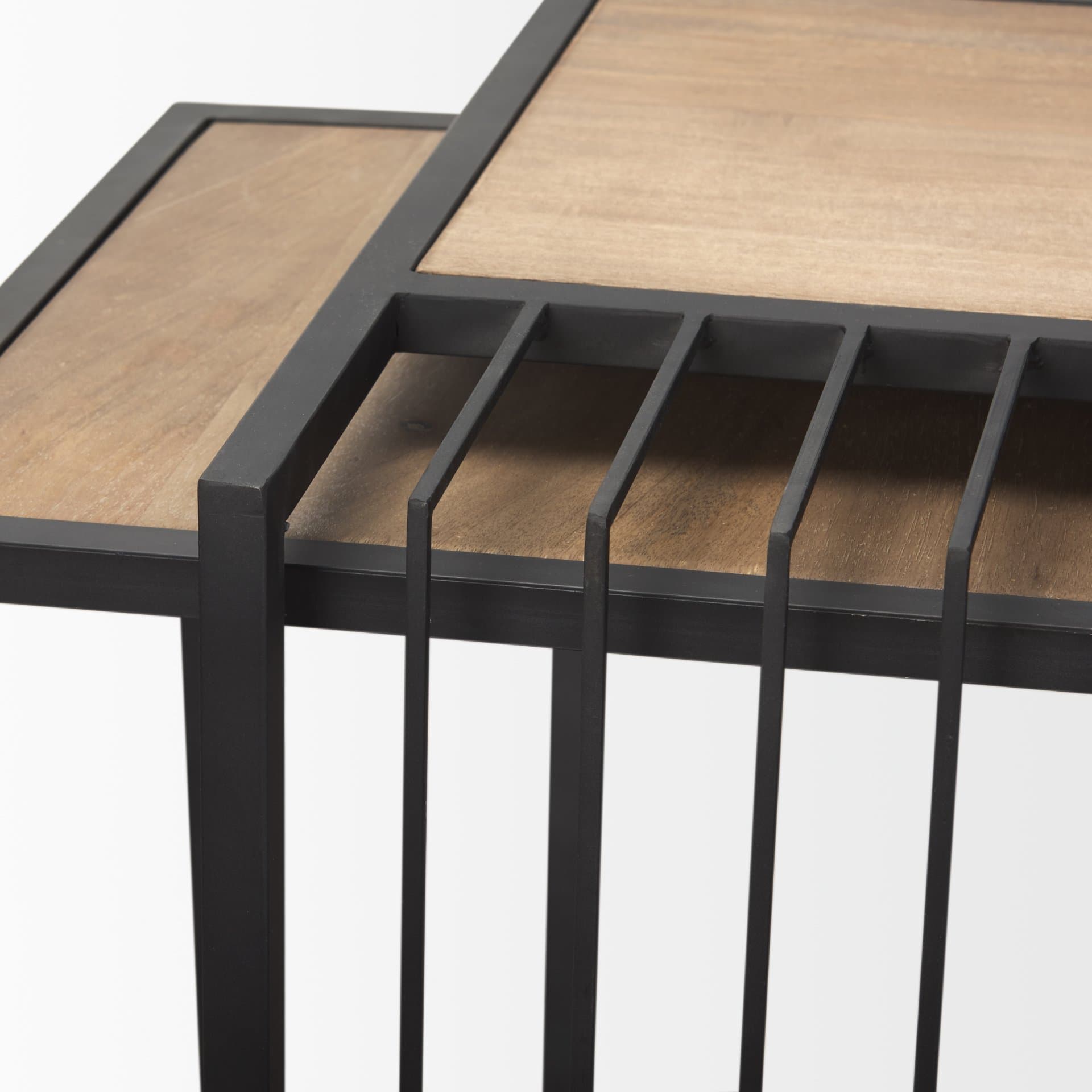 Miles Black Metal w/ Light Wood Nesting End/Side Table — product photograph
