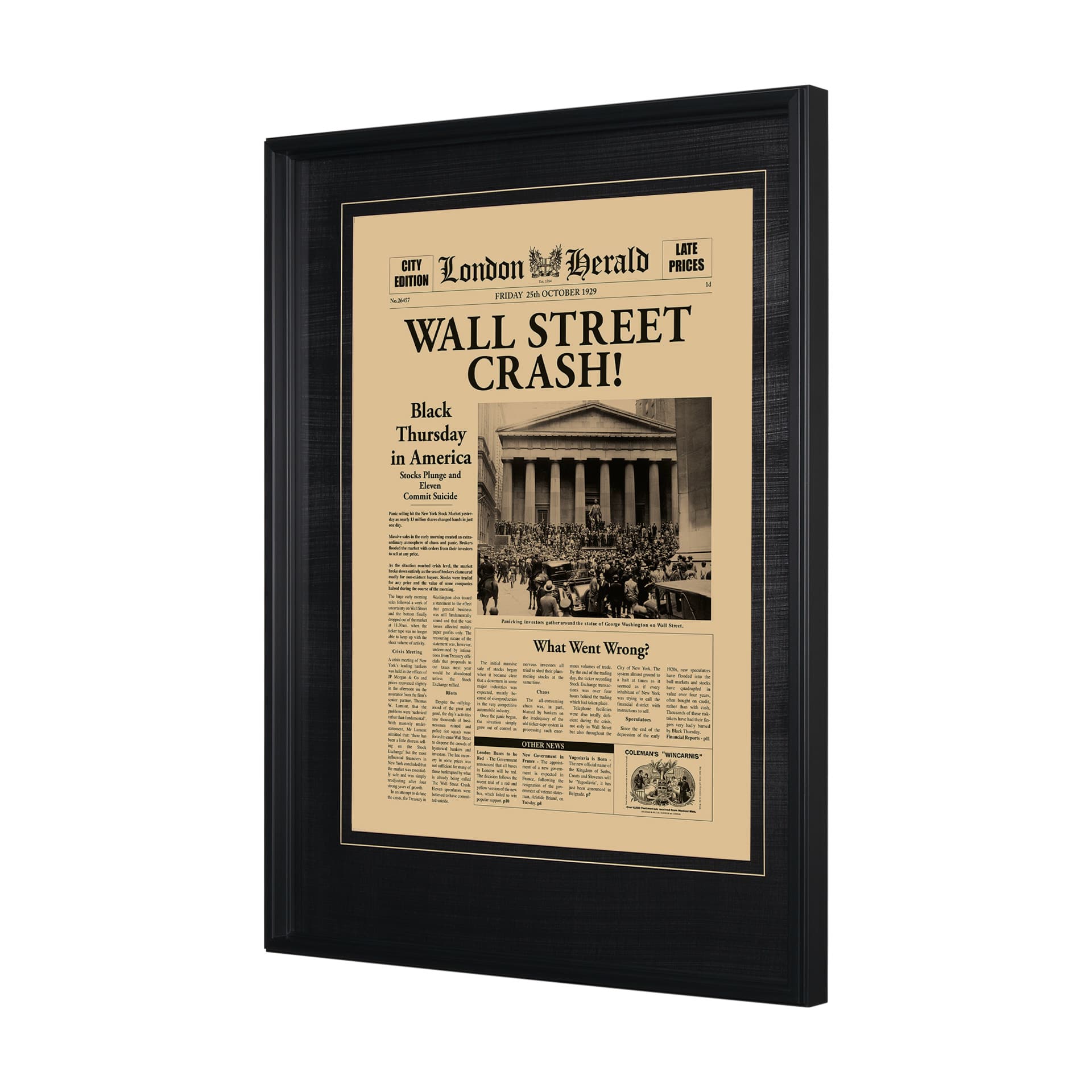 Wall Street Crash by Vintage Collection Hand Embelished Textured Framed Art Photo Matted under Glass — product photograph