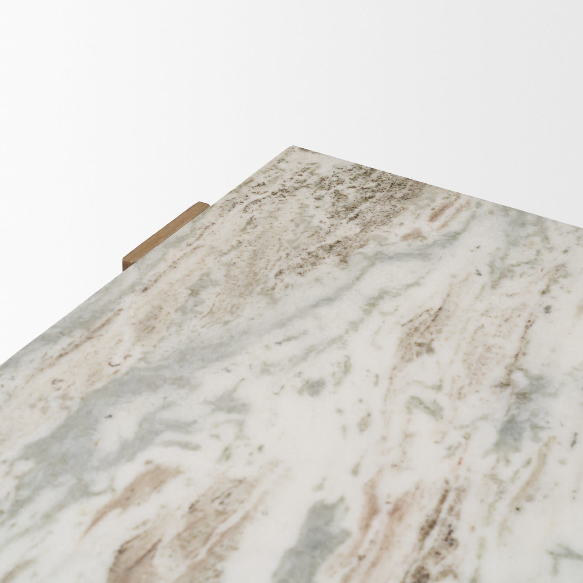 Milos Pink Marble Top w/ Light Brown Oak Wood Coffee Table — product photograph